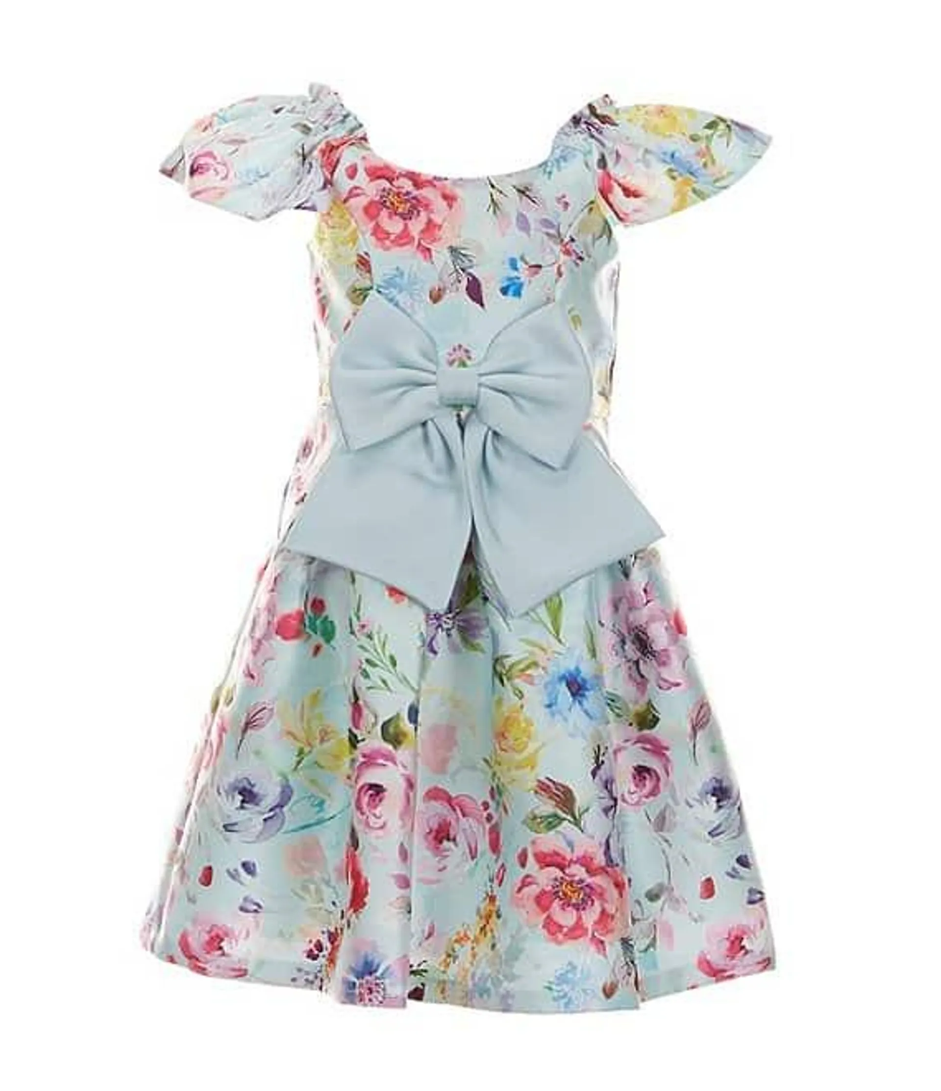 Little Girls 2T-6X Family Matching Flutter-Sleeve Floral-Printed Mikado Fit-And-Flare Dress