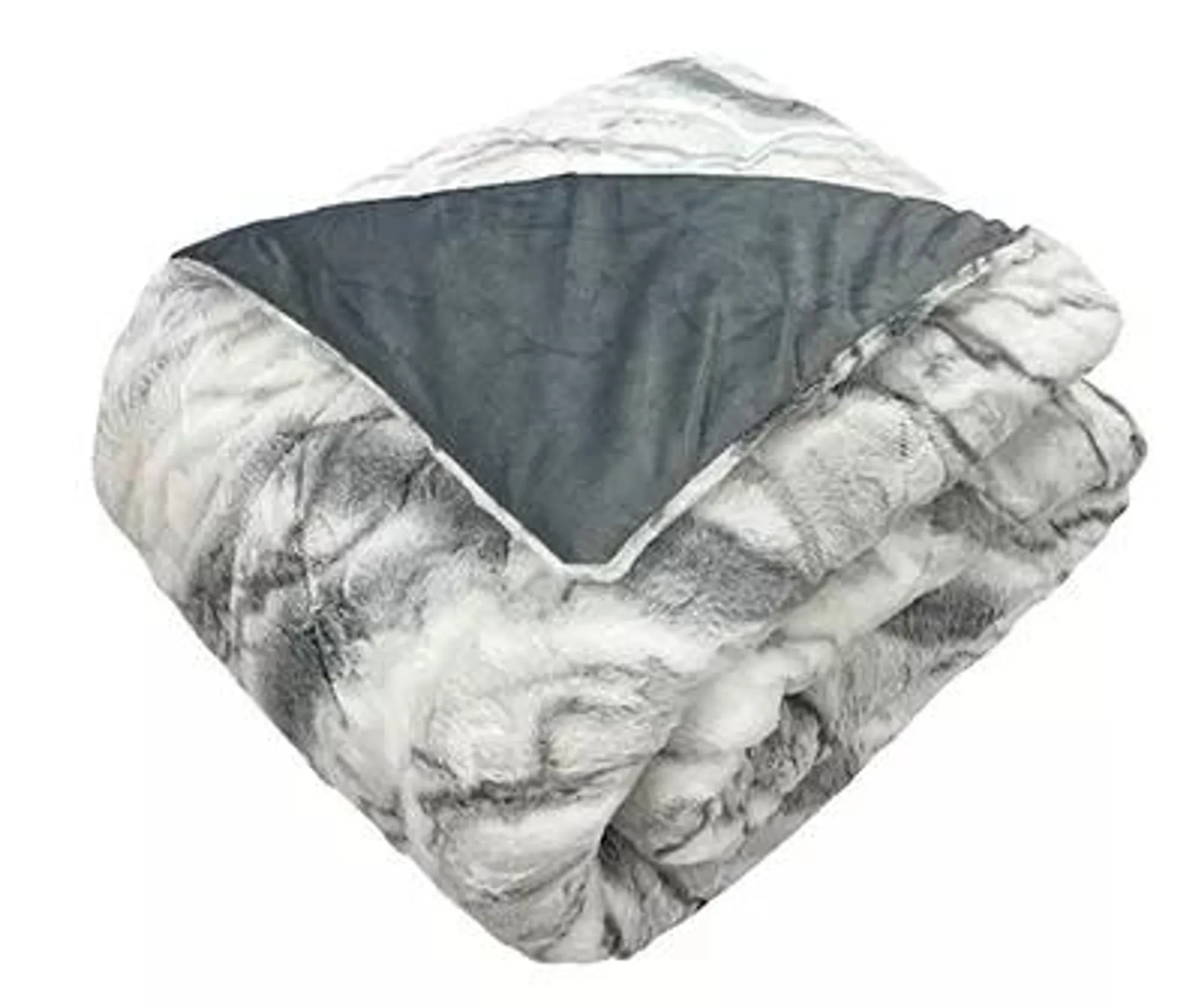 Gray Marble Print Faux Fur Full/Queen Comforter