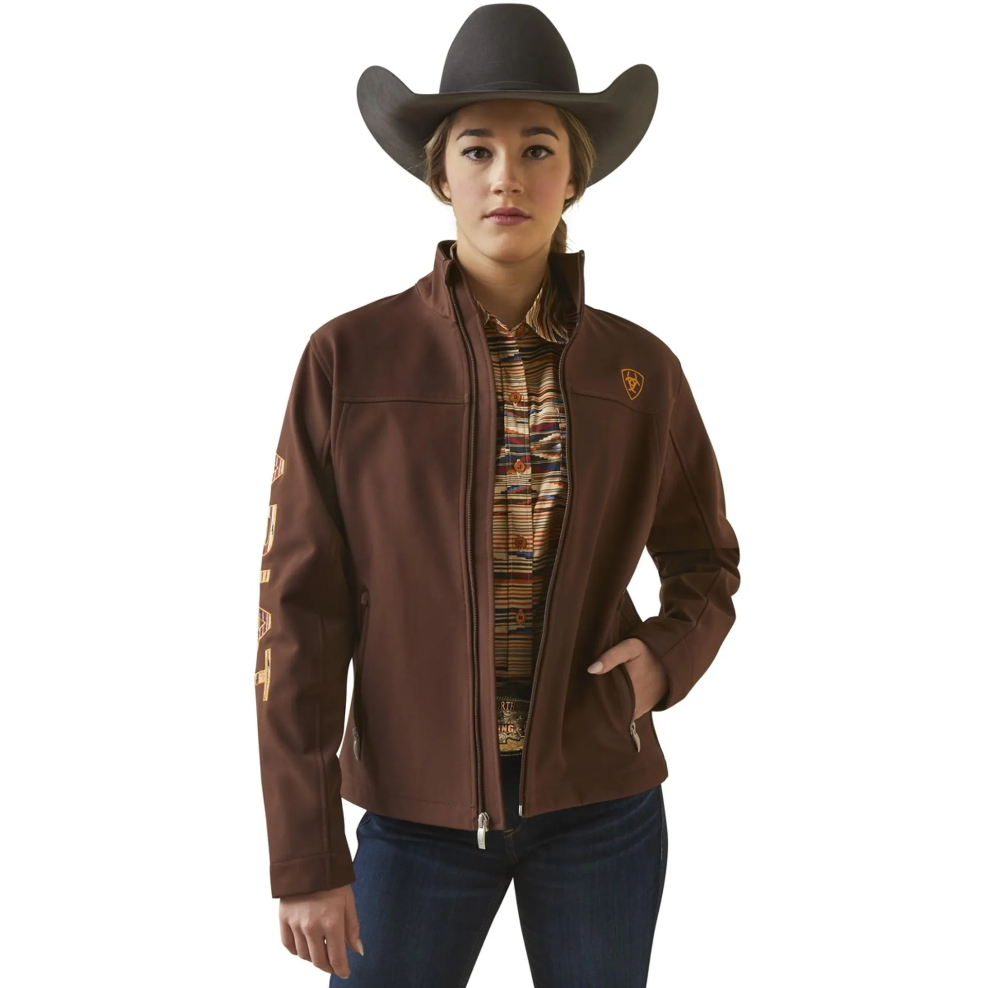 Ariat Womens Chocolate Team Logo Softshell Chimayo Jacket