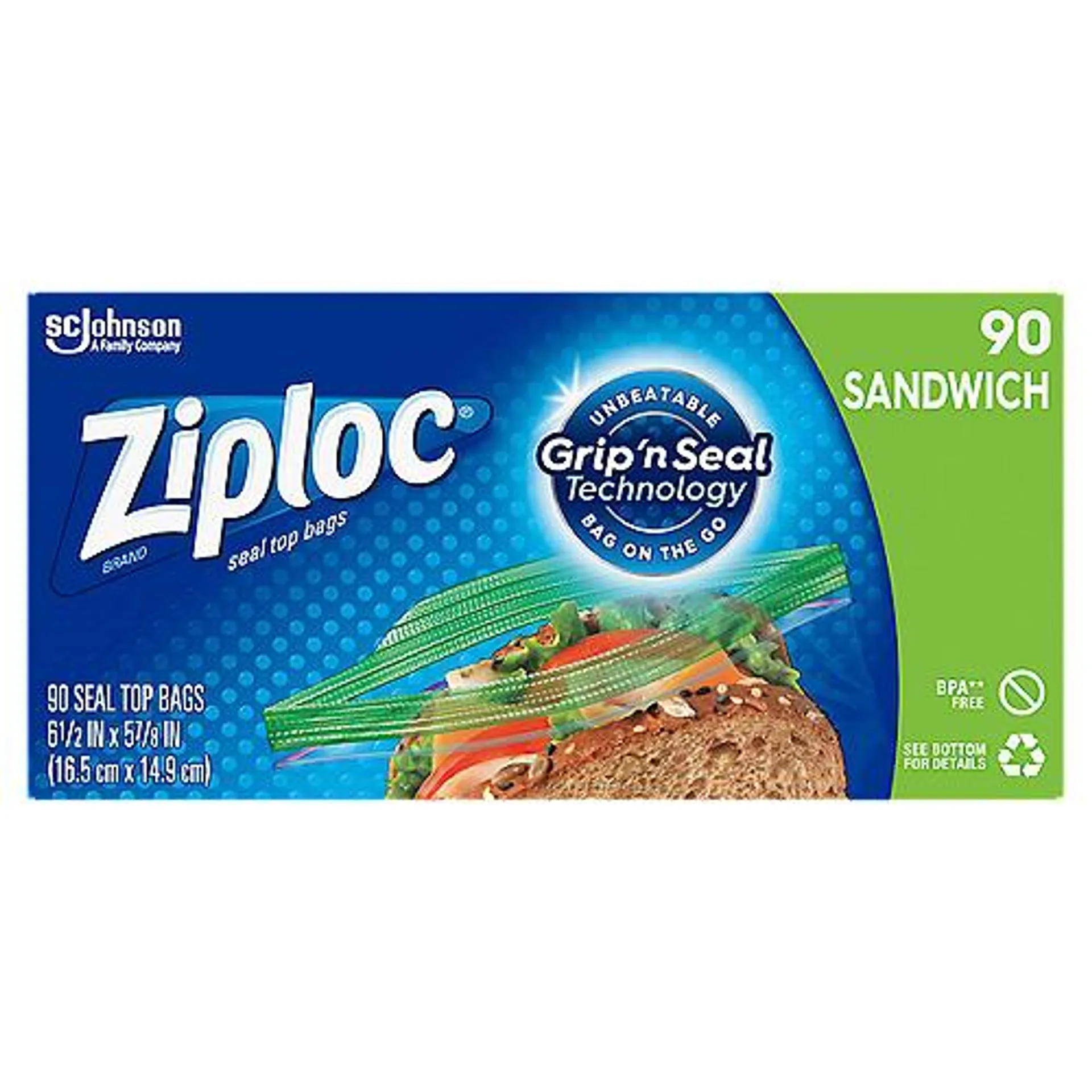Ziploc Sandwich Bags, 90 Each
