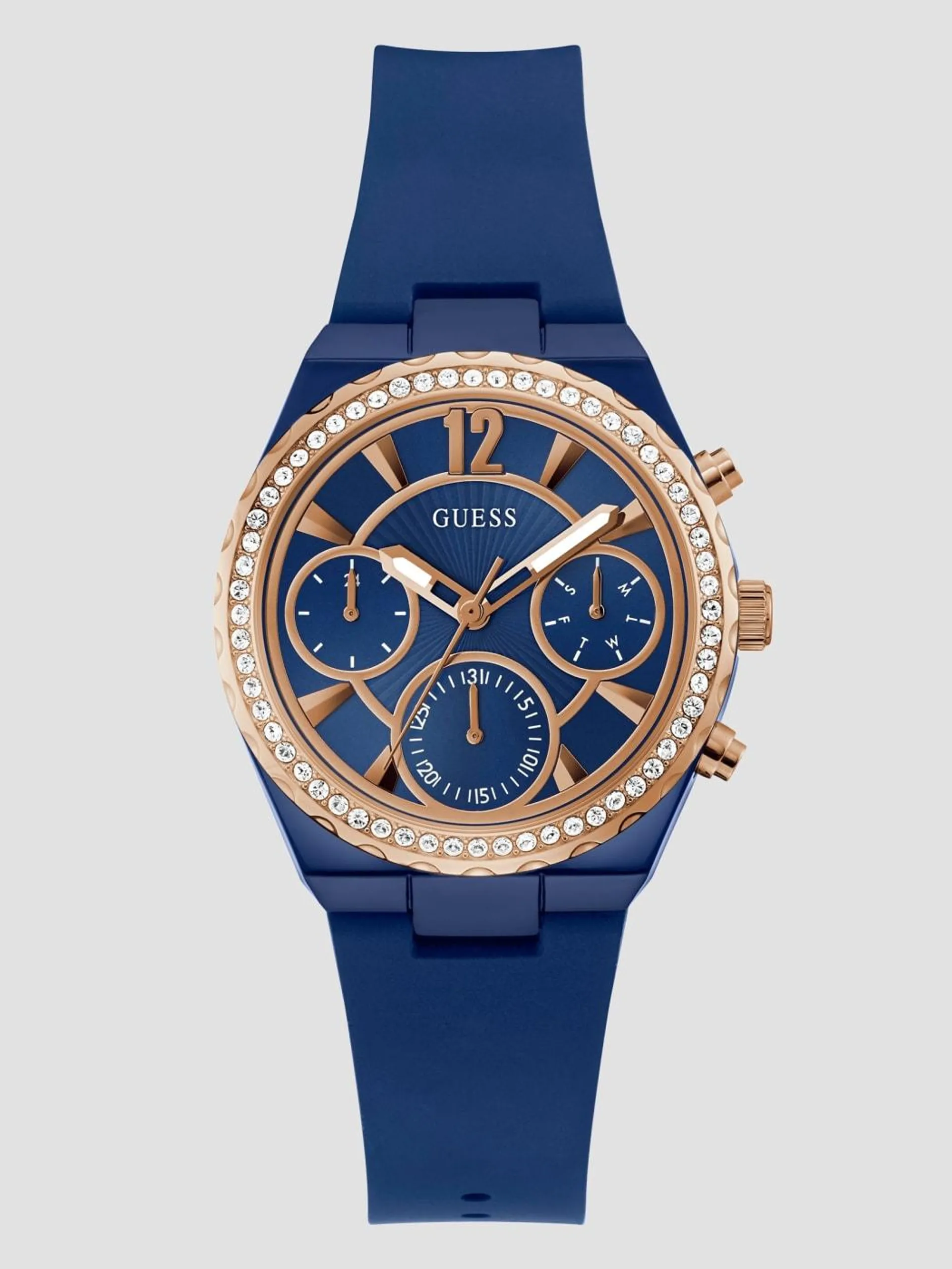 Blue SIlicon Multifunction Watch