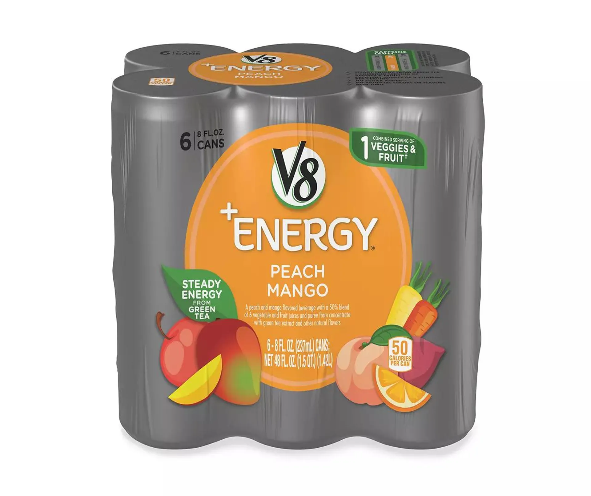 +Energy Peach Mango Energy Drink, 6-Pack