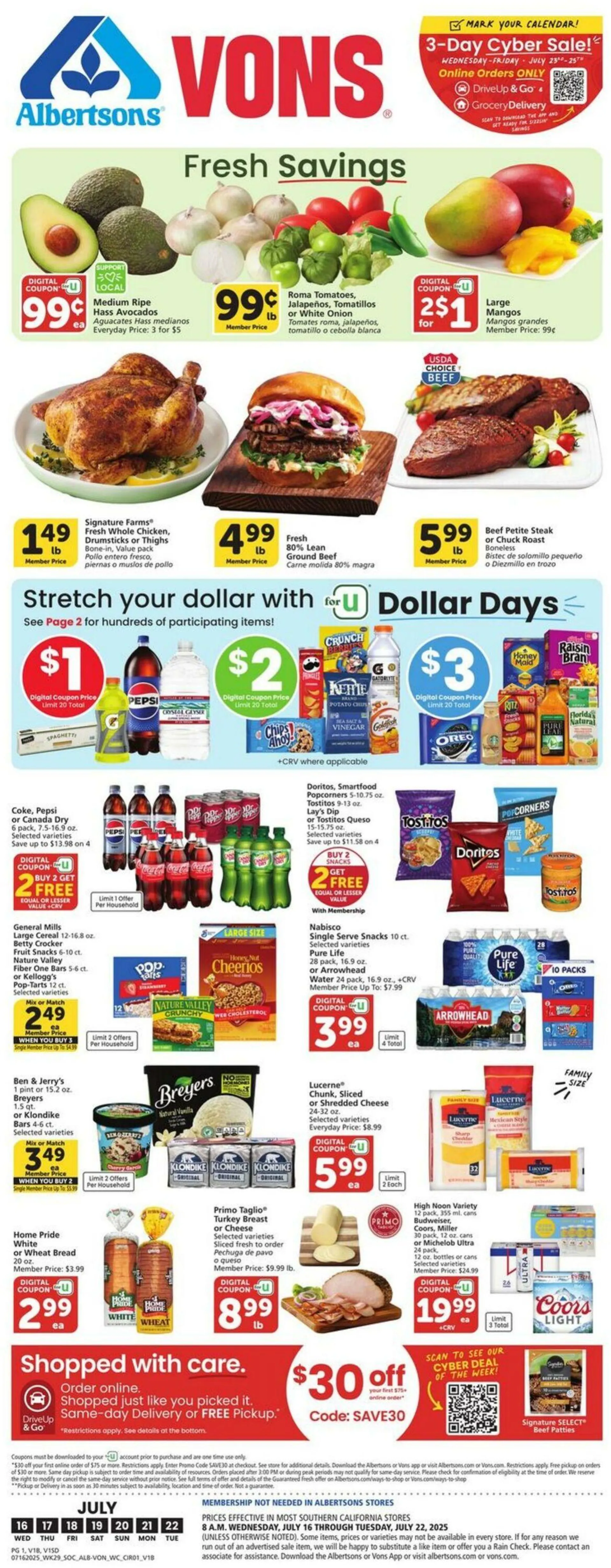 Weekly ad Vons Current weekly ad from July 16 to July 22 2025 - Page 1