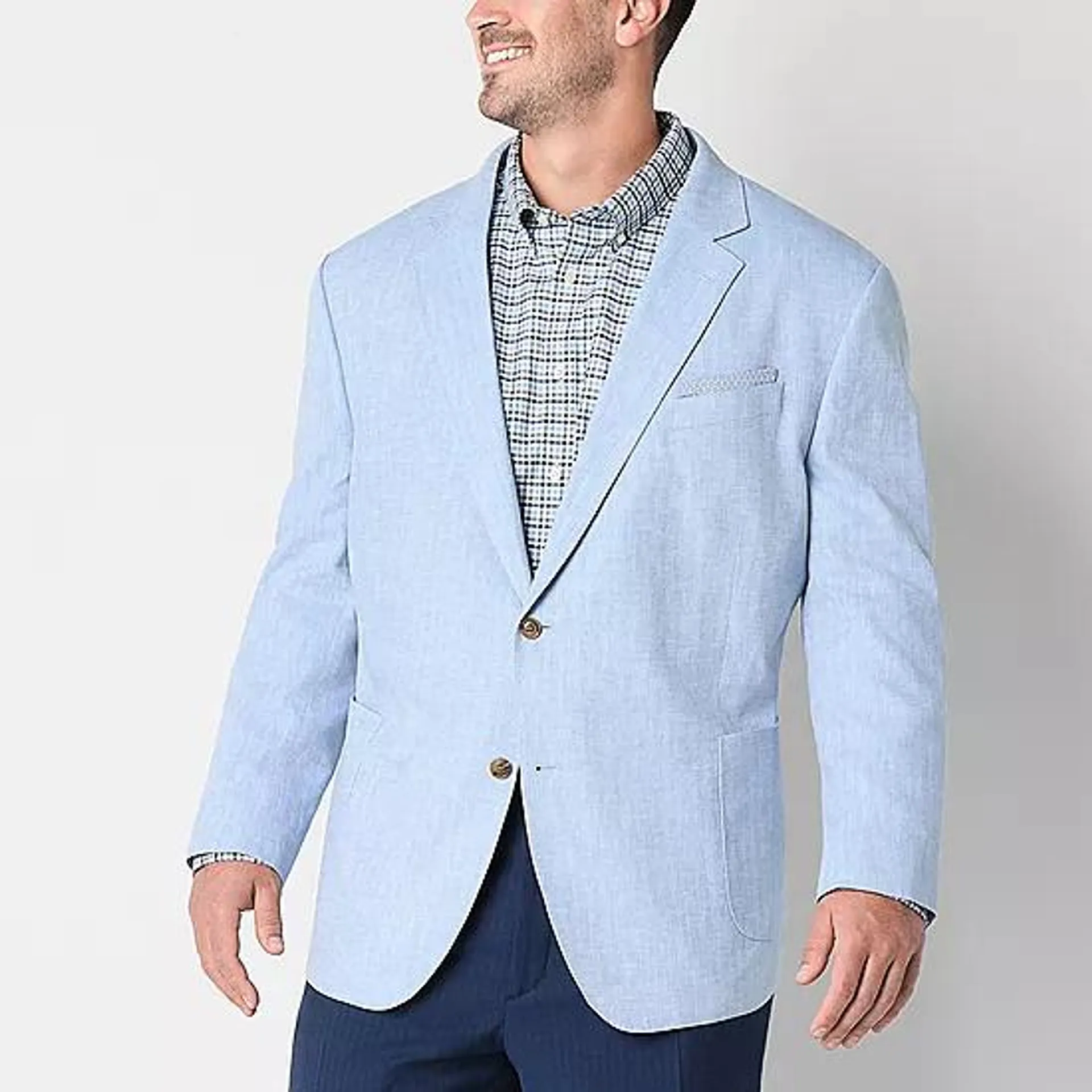 new! Stafford Linen Cotton Mens Classic Fit Sport Coat