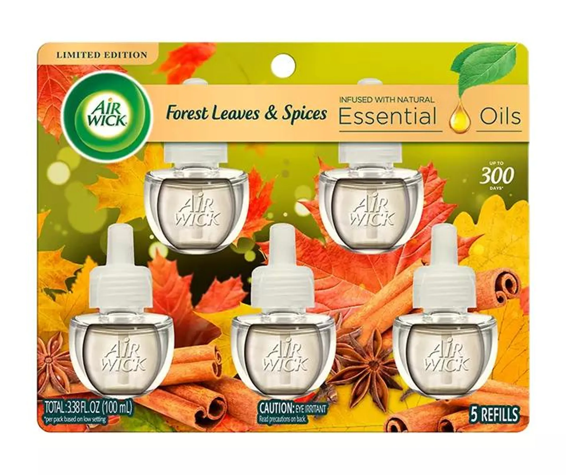 Limited Edition Forest Leaves & Spices Scented Oil Refills, 5-Pack