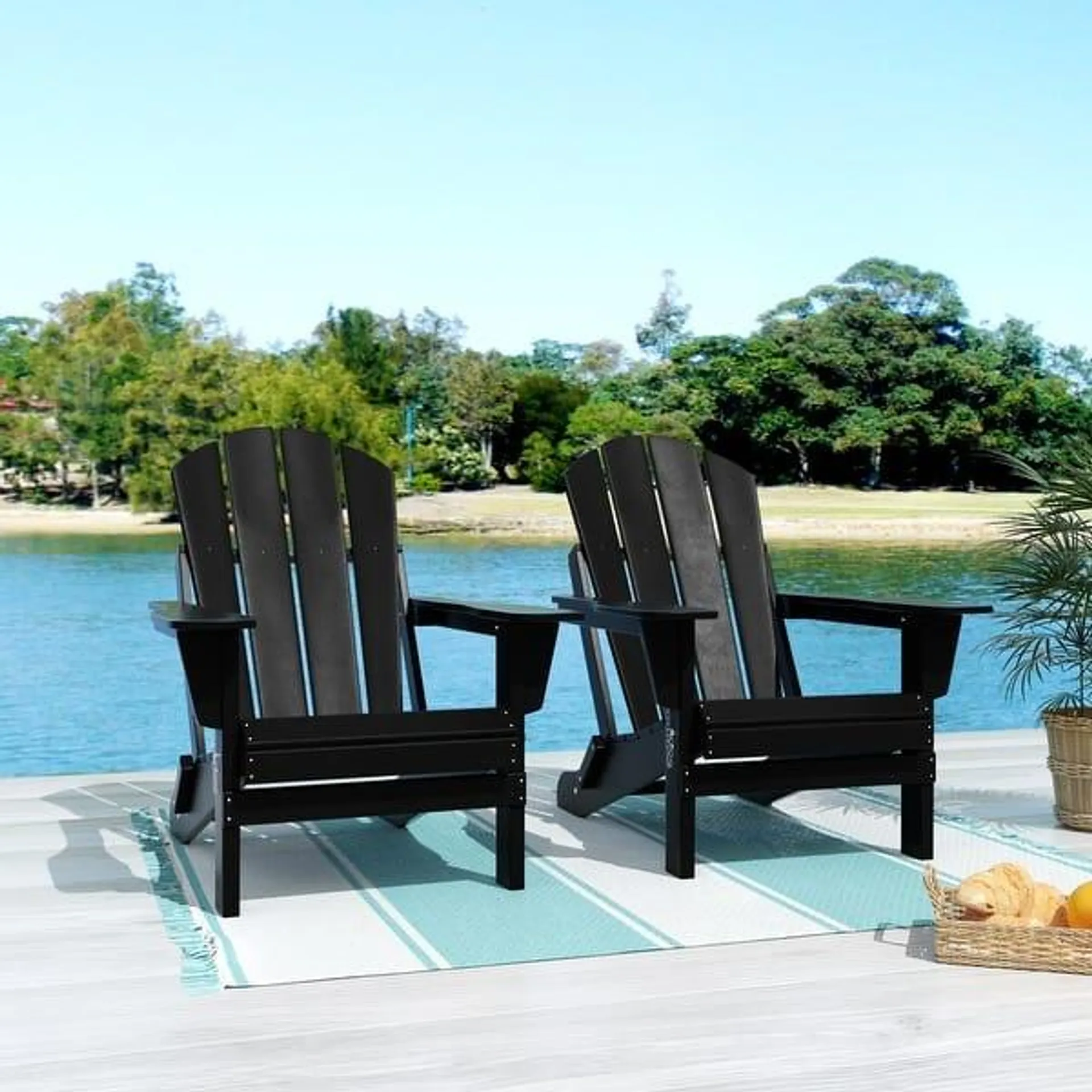 Polytrends Laguna Weather Resistant Outdoor Patio Folding Adirondack Chairs (Set of 2)