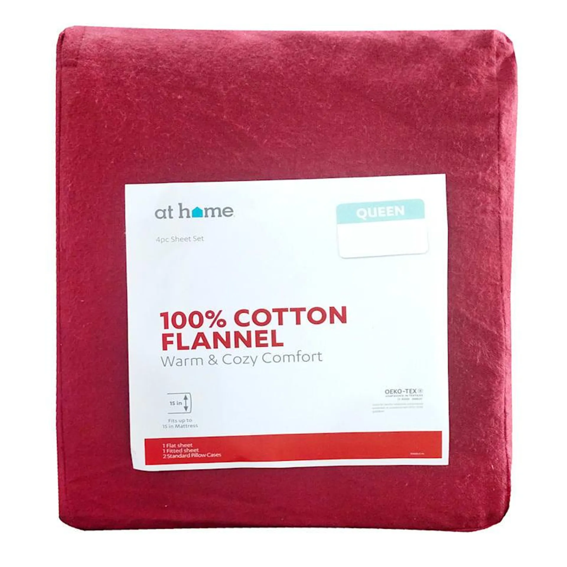 Solid Red Flannel Sheet Set, Queen