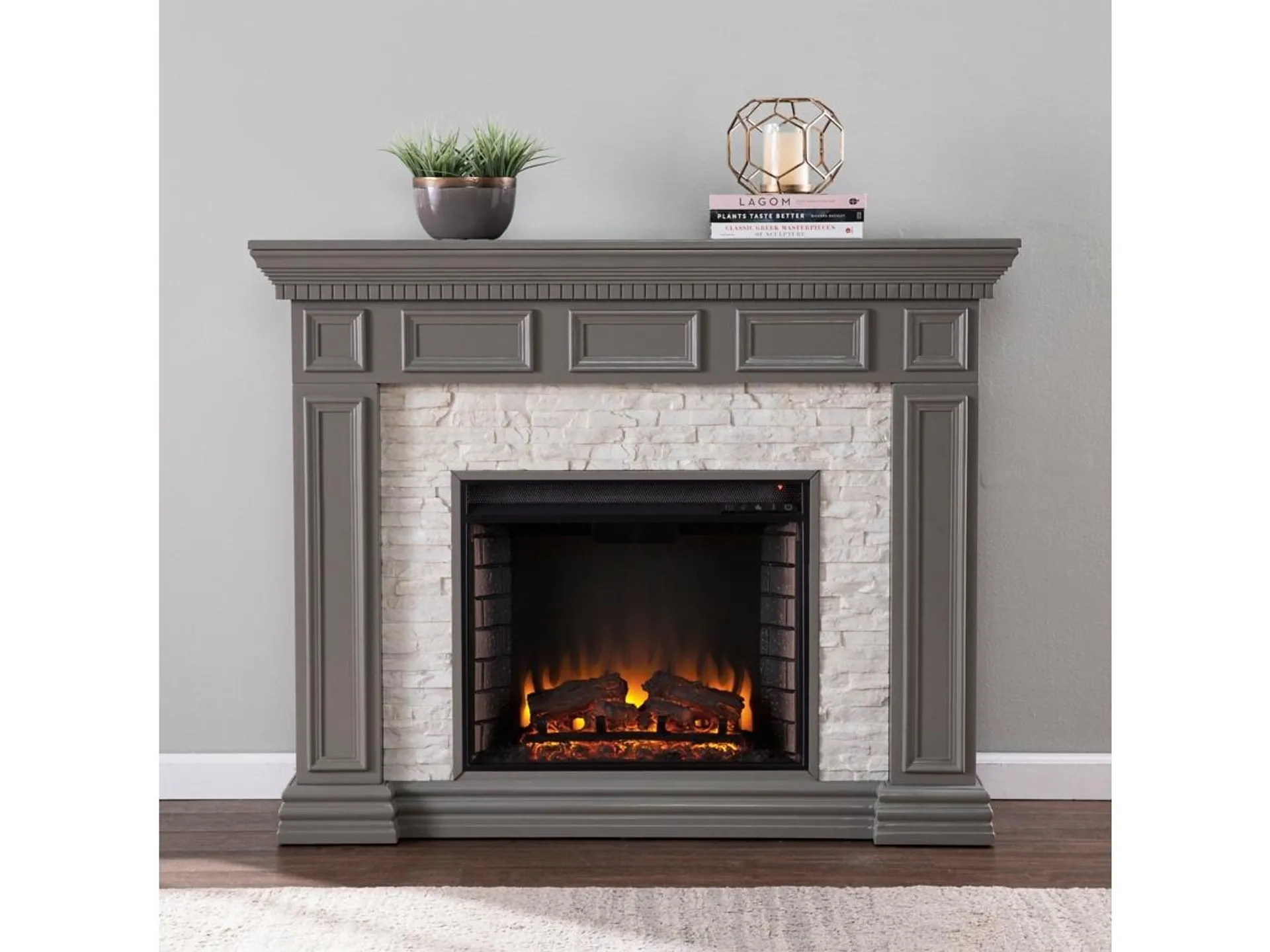 Southern Enterprises Furniture Horstena Electric Fireplace Mantel