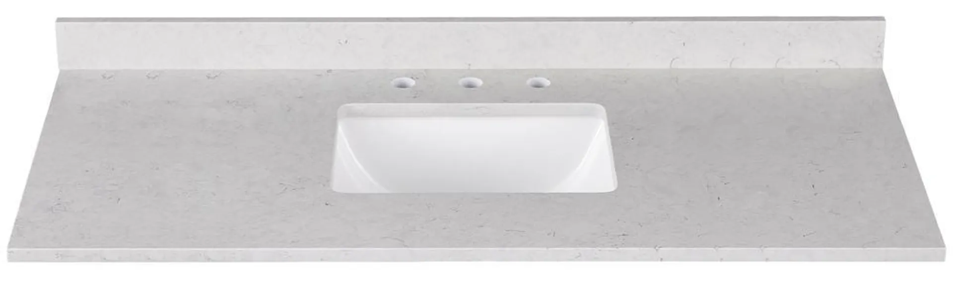 Tuscany® 61"W x 22"D Light Gray Engineered Marble Vanity Top with Rectangular Undermount Bowl