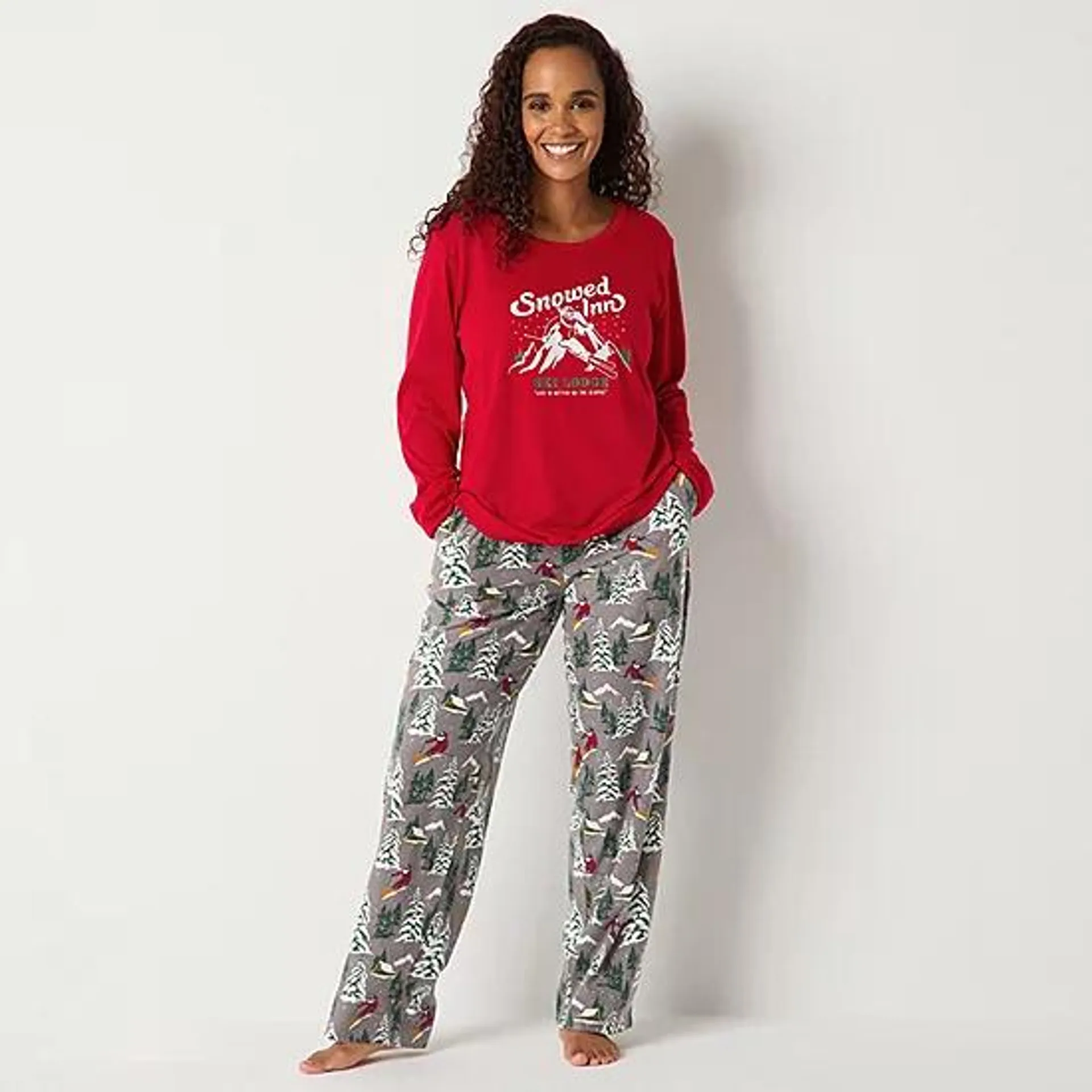 North Pole Trading Co. Womens Crew Neck Long Sleeve 2-pc. Matching Family Pant Pajama Set