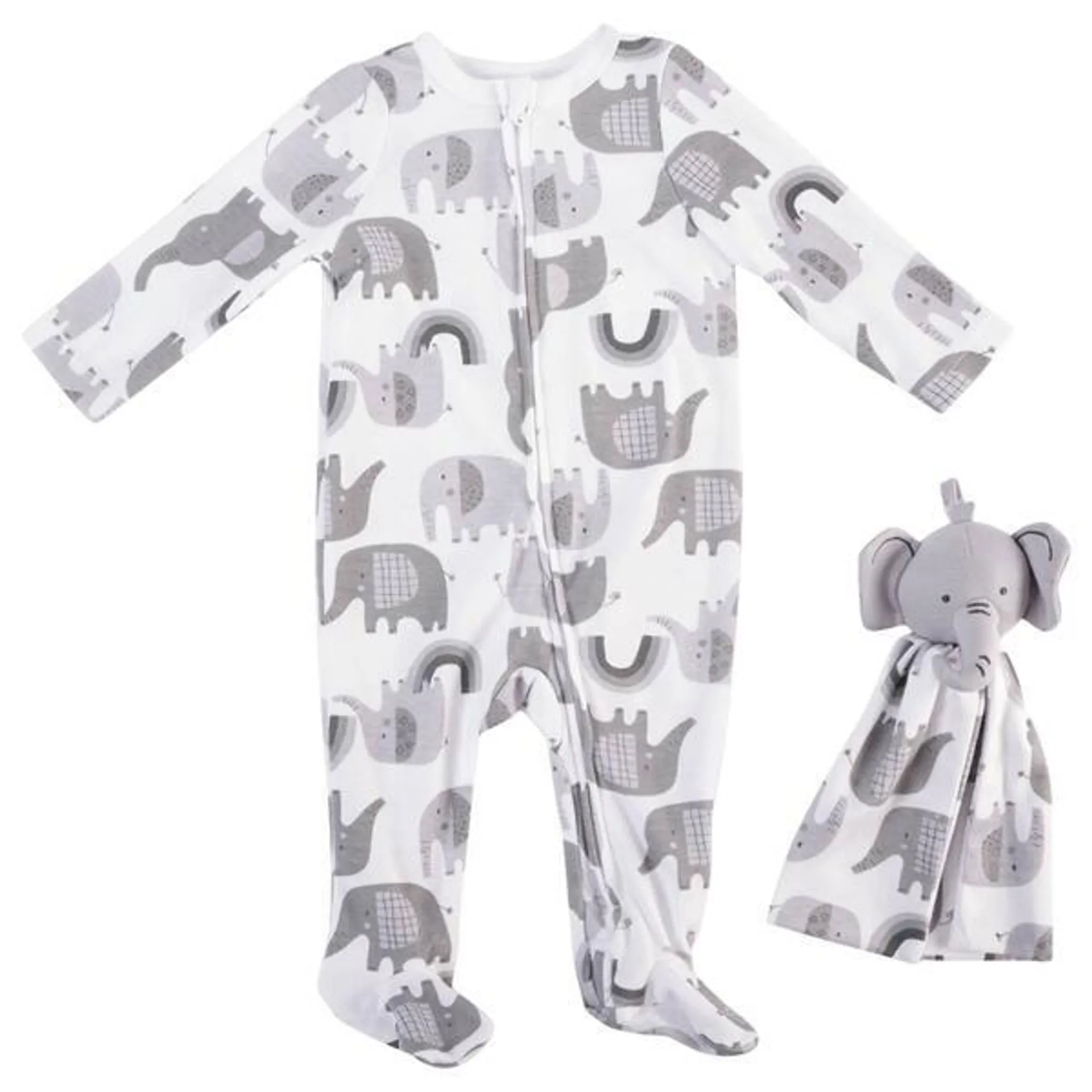 Baby Unisex (NB-9M) Sterling Baby Elephant Footie w/ Plush Lovey