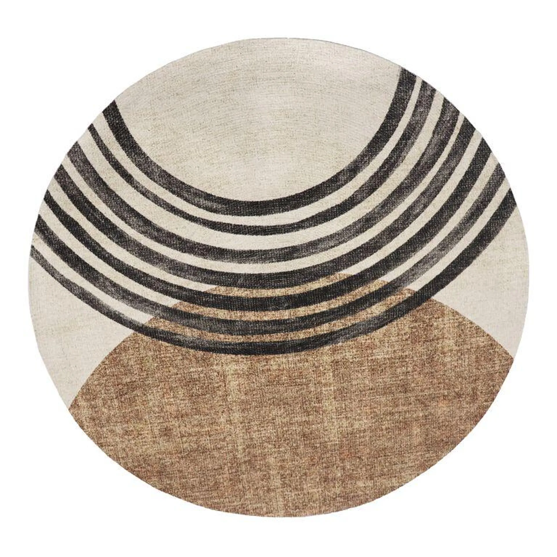 Zuma Round Black And Brown Modern Indoor Outdoor Area Rug