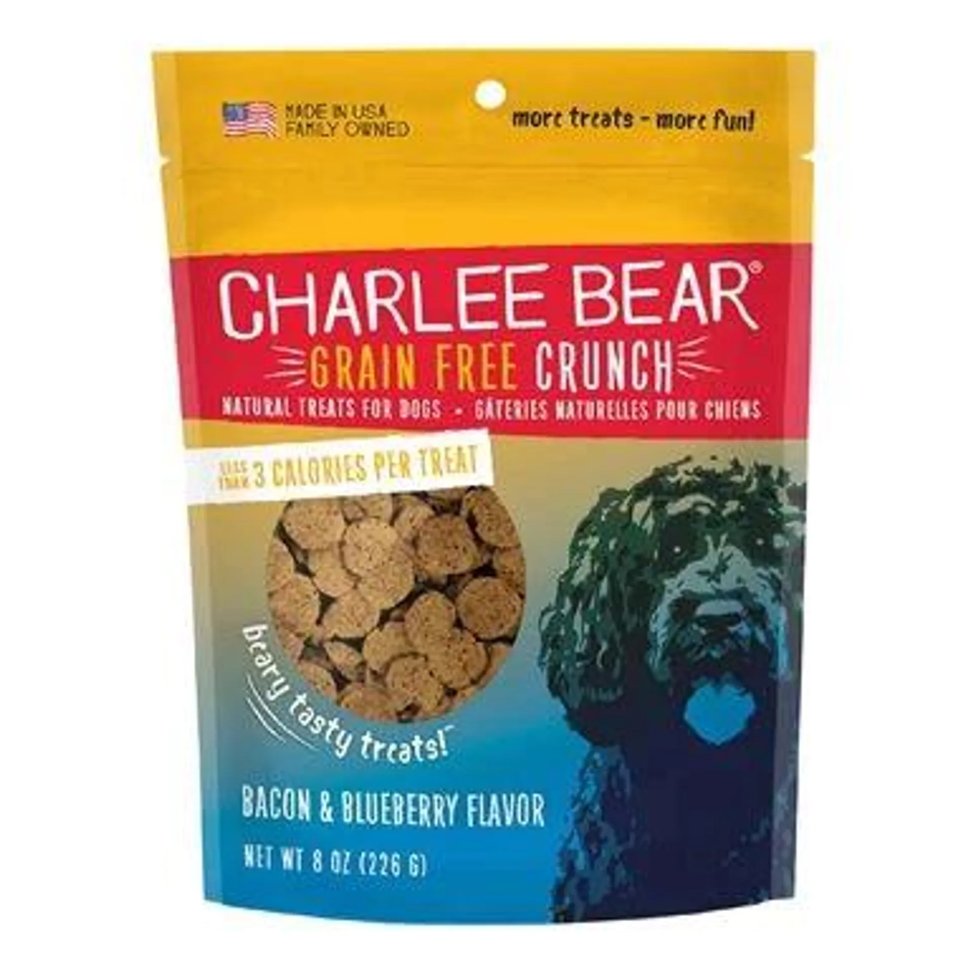 Charlee Bear Grain Free Bacon & Blueberry Bear Crunch Dog Treats, 8 Ounces