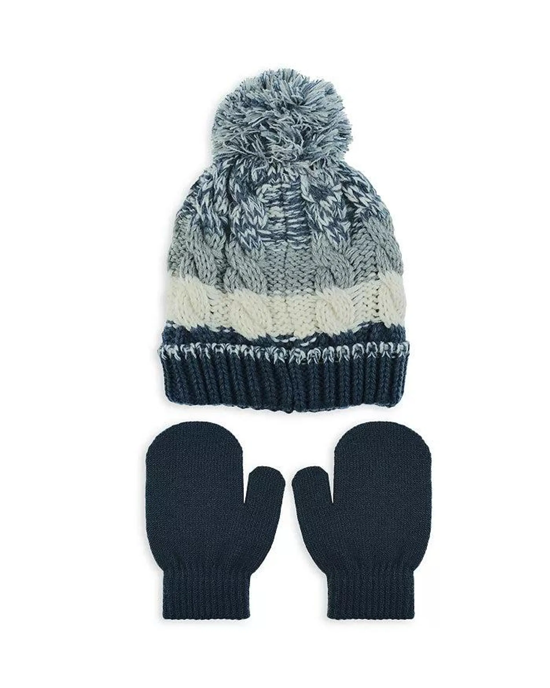 Capelli of New York Chunky Knit Hat and Mitt Set in Blue