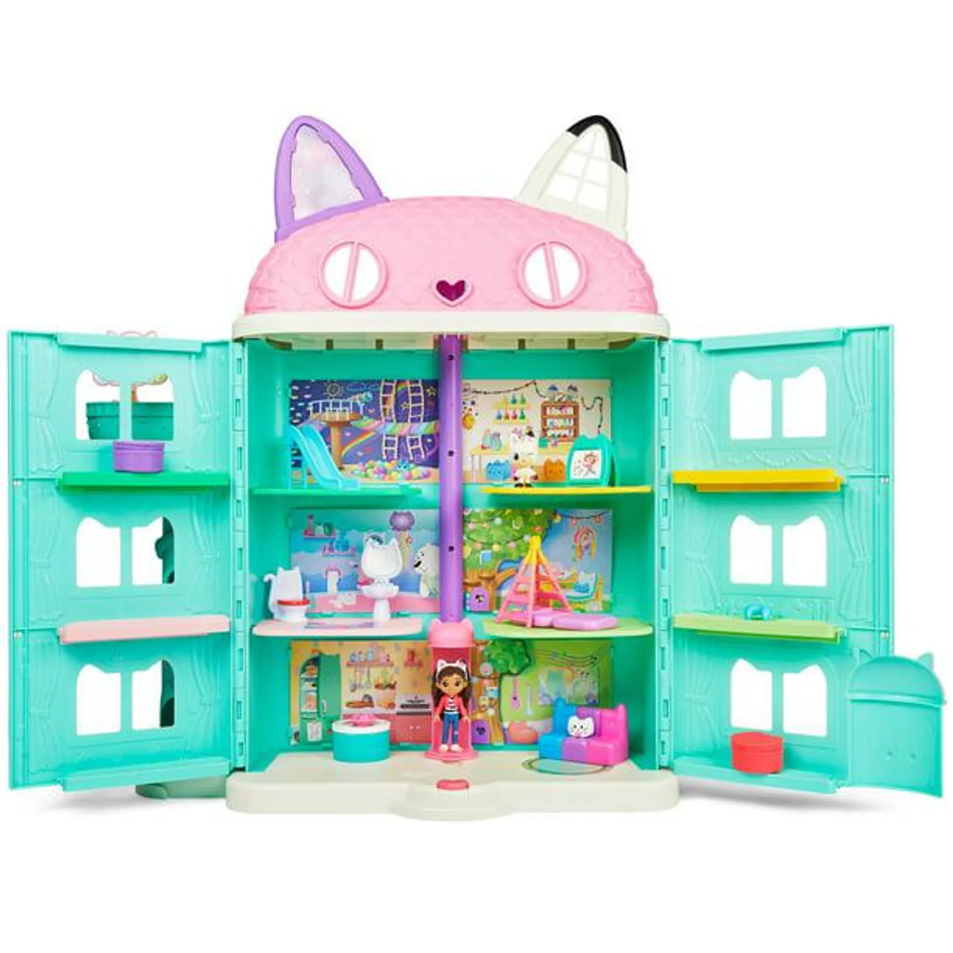 Gabby's Dollhouse, Purrfect Dollhouse 2-Foot Tall Playset with Sounds, 15 Pieces