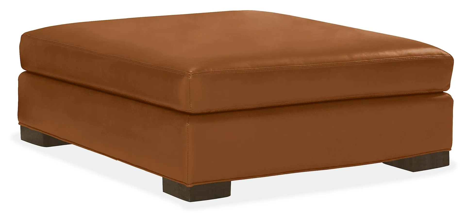 Metro Deep 41w 41d 18h Square Ottoman in Vento Cognac Leather w/Charcoal Legs