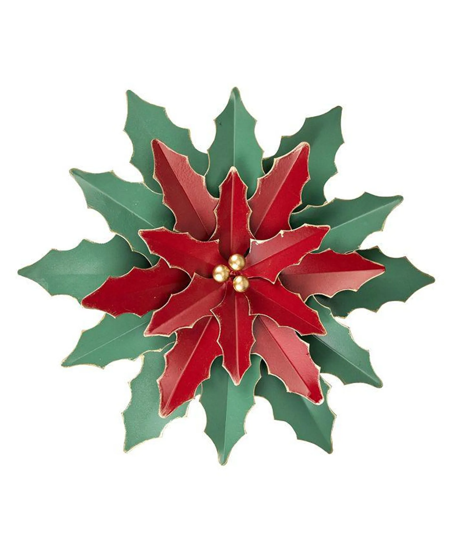 Large Metal Poinsettia Christmas Wall Hanging, 16.25"