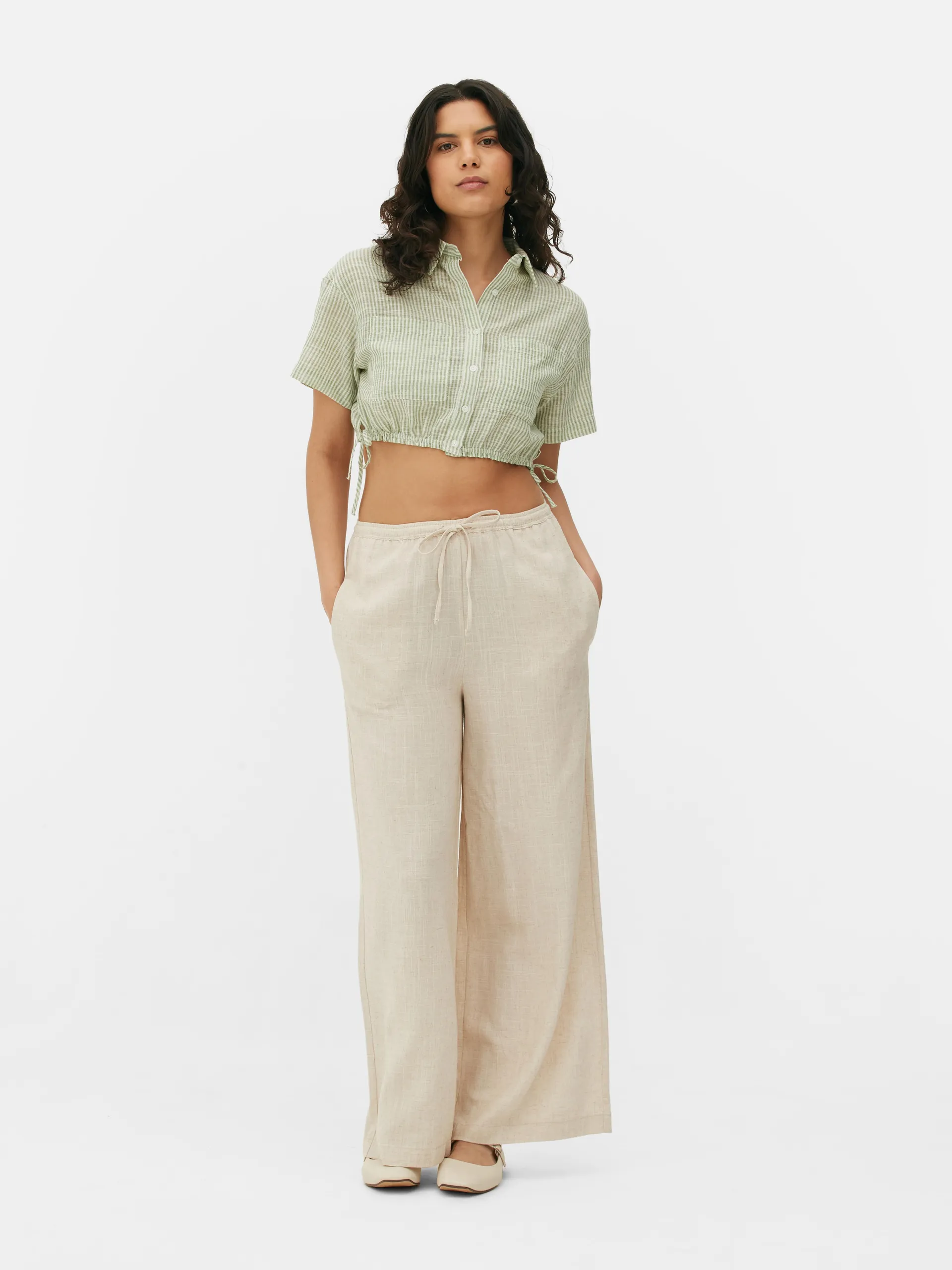 Cropped Side-Tie Short Sleeve Shirt