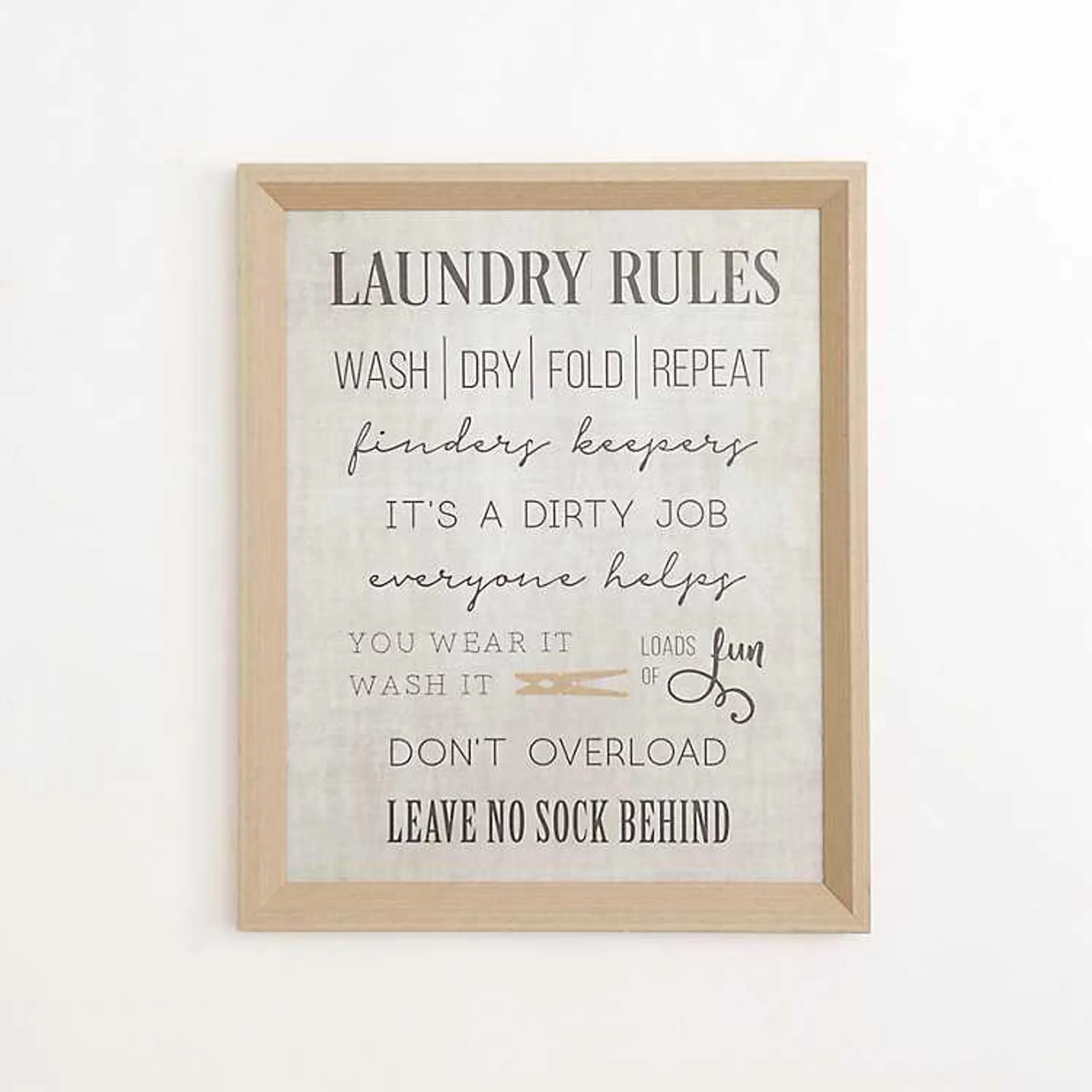 Laundry Rules Framed Wall Plaque