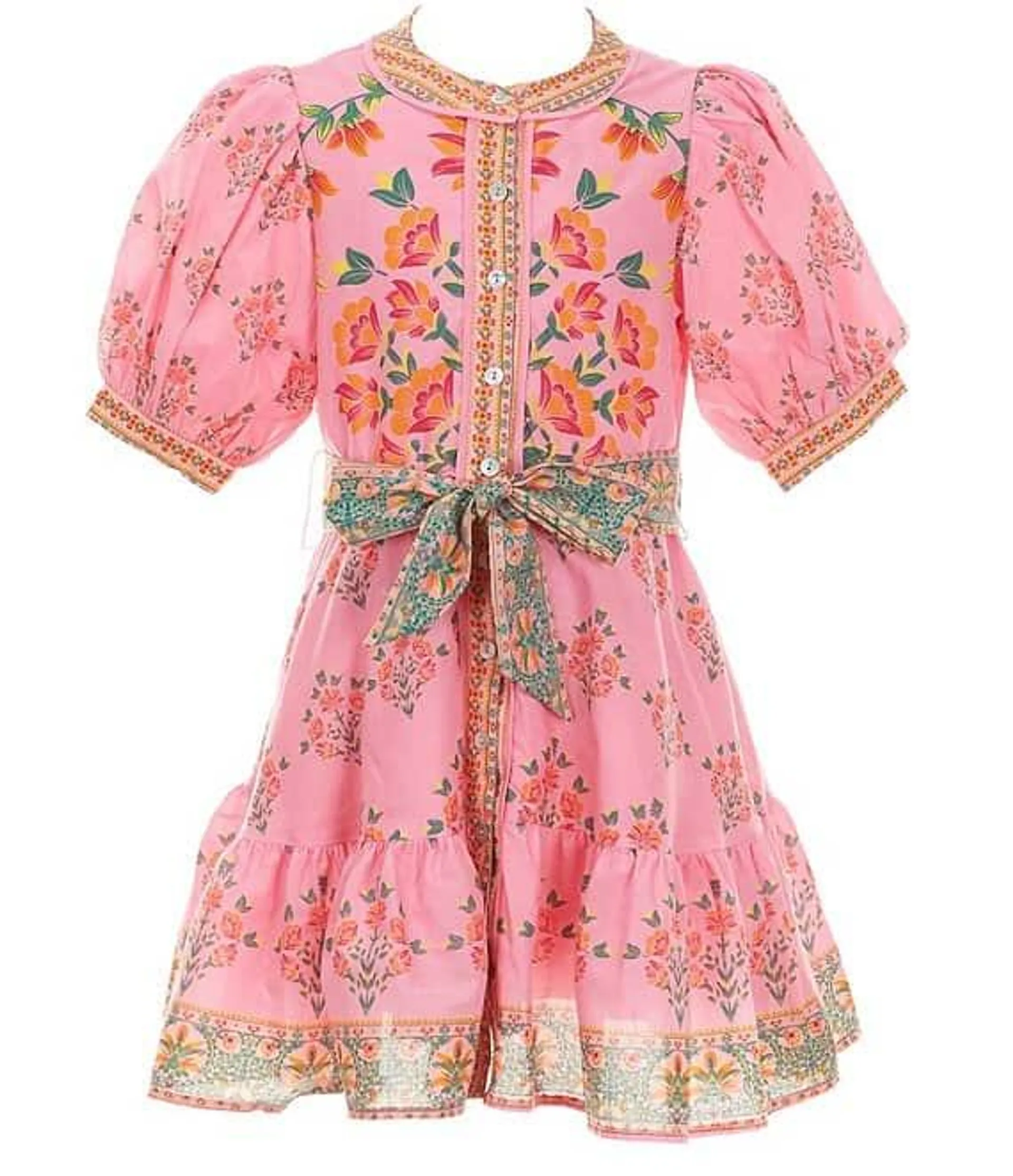 Little Girls 2T-6X Bubble Sleeve Floral Dress