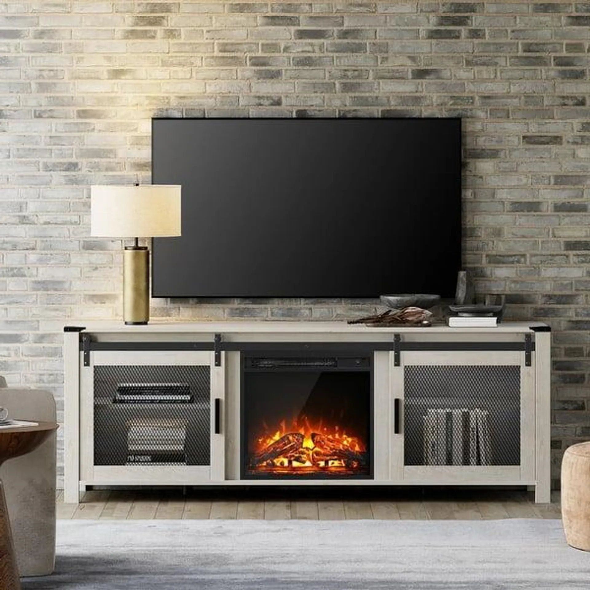 Farmhouse TV Stand Entertainment Center for Living Room