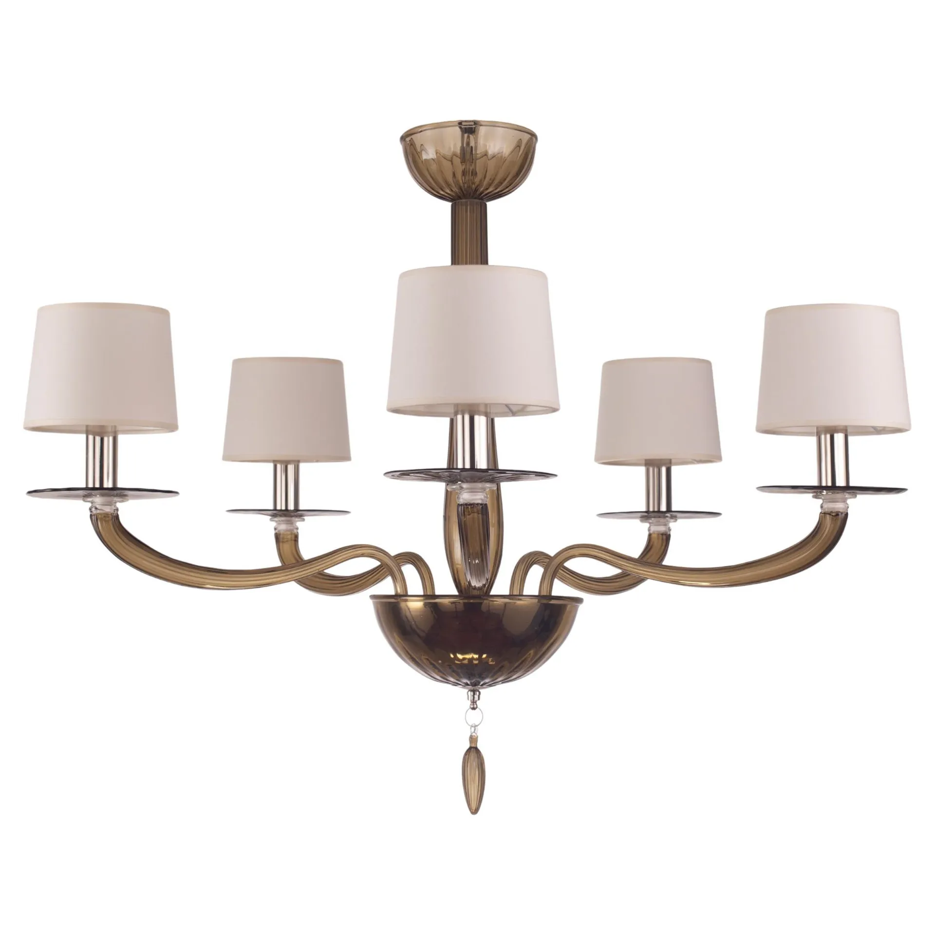 Serenade Chandelier 5 Lights Moka Murano Glass by Multiforme