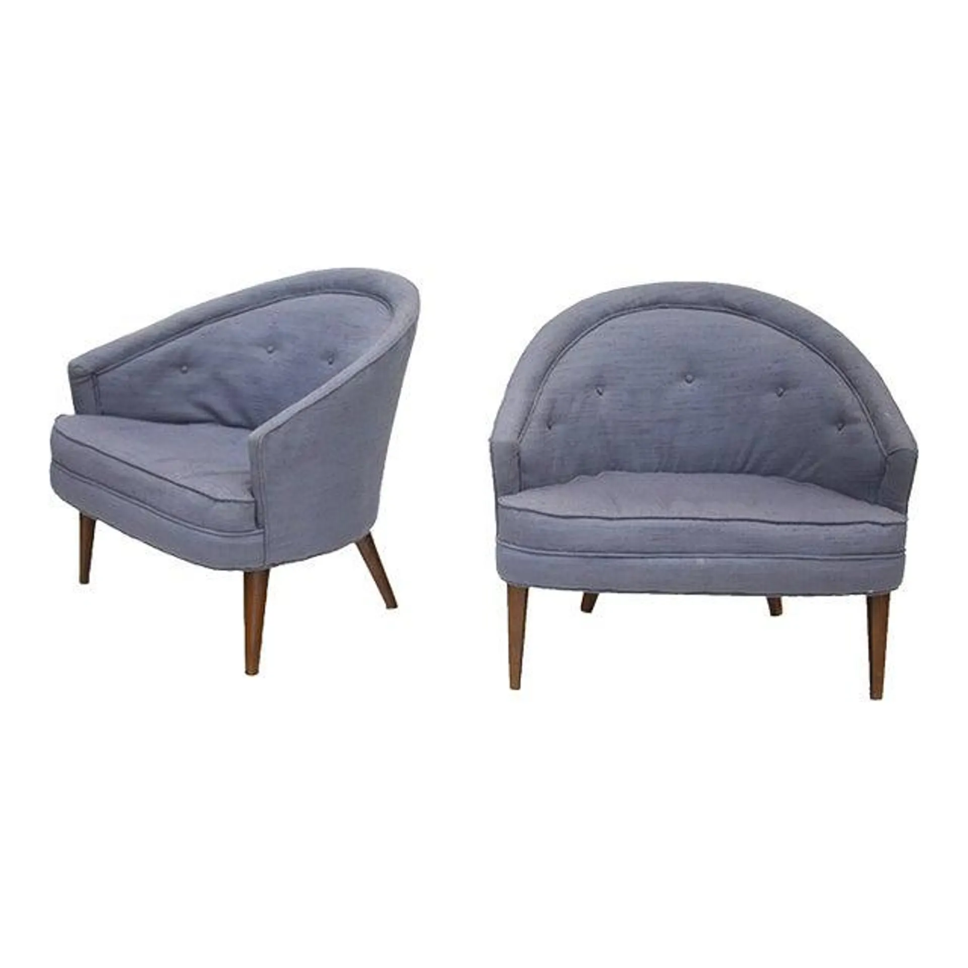 Petite Pair of Tufted Midcentury Armchairs