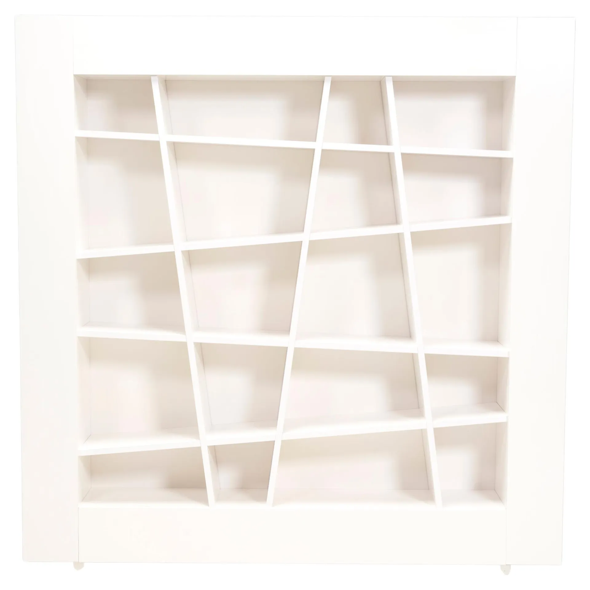 Ligne Roset By Peter Maly Lines Sloping Shelving Bookcase, White Glossy Lacquer