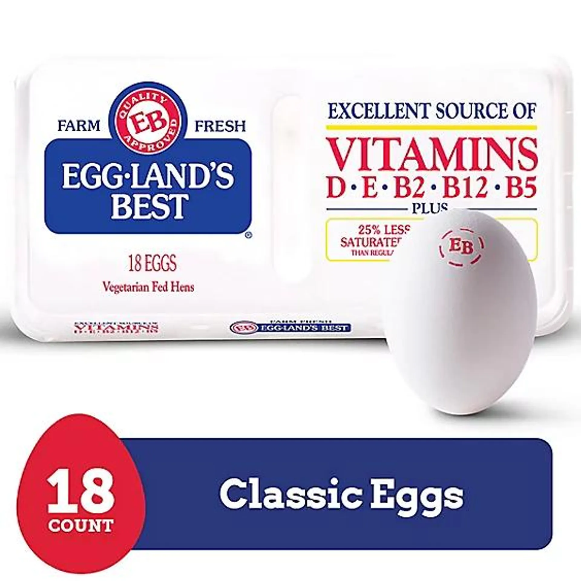 Eggland's Best Classic Large White Eggs - 18 Count