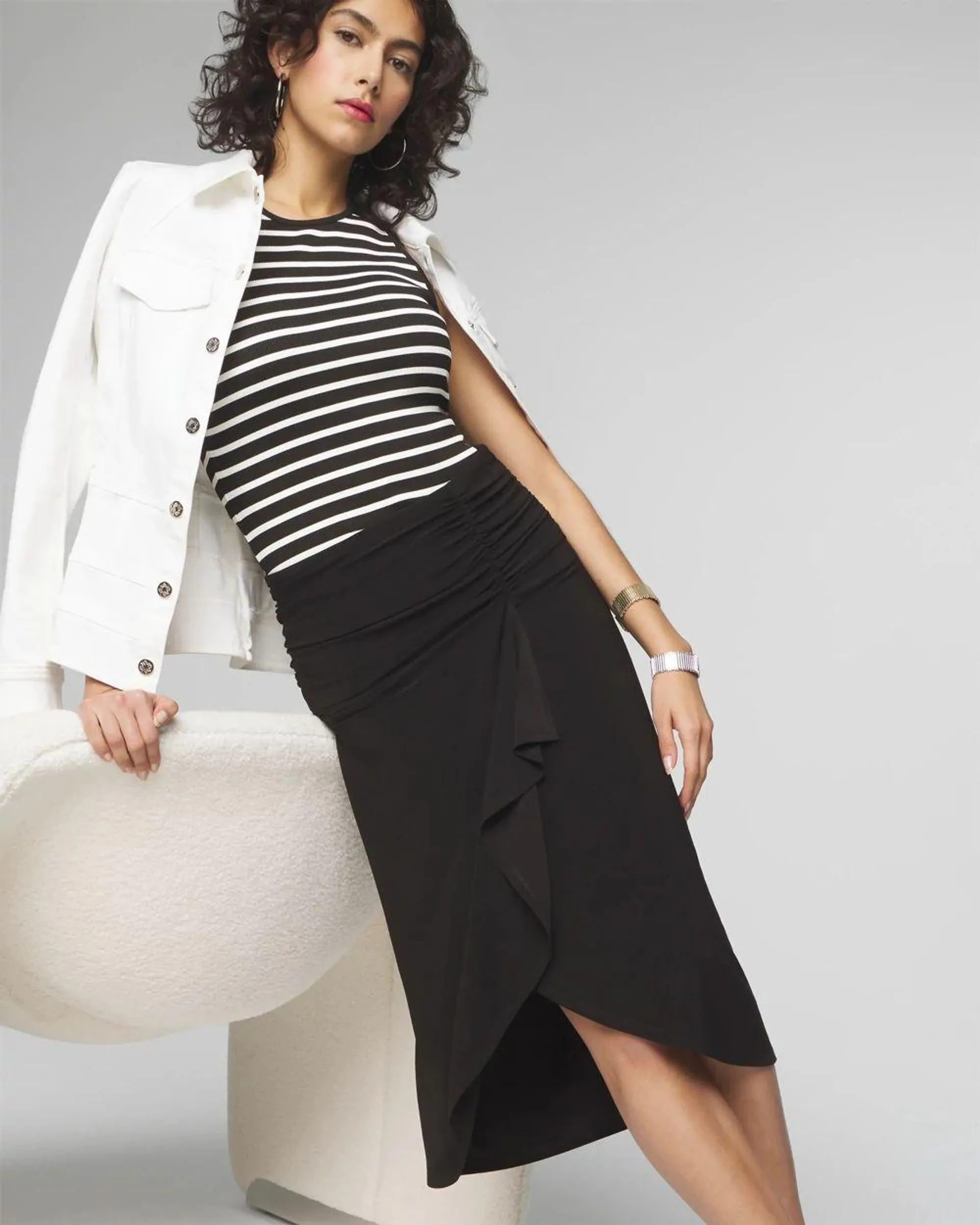 Ruched Matte Jersey Skirt