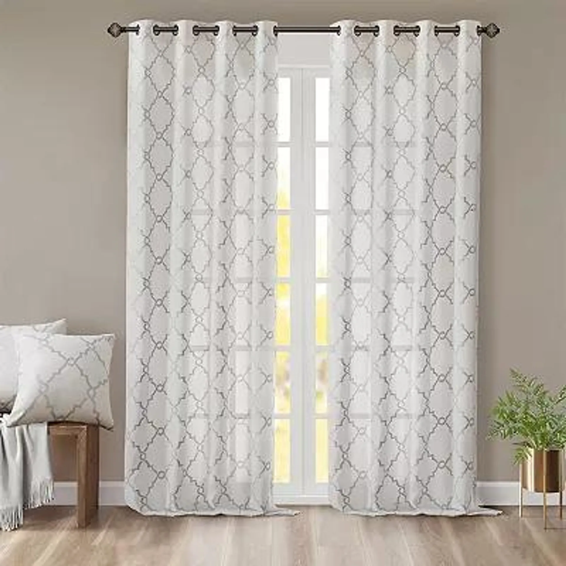 Madison Park 1-Panel Westmont Fretwork Print Light Filtering Window Curtain