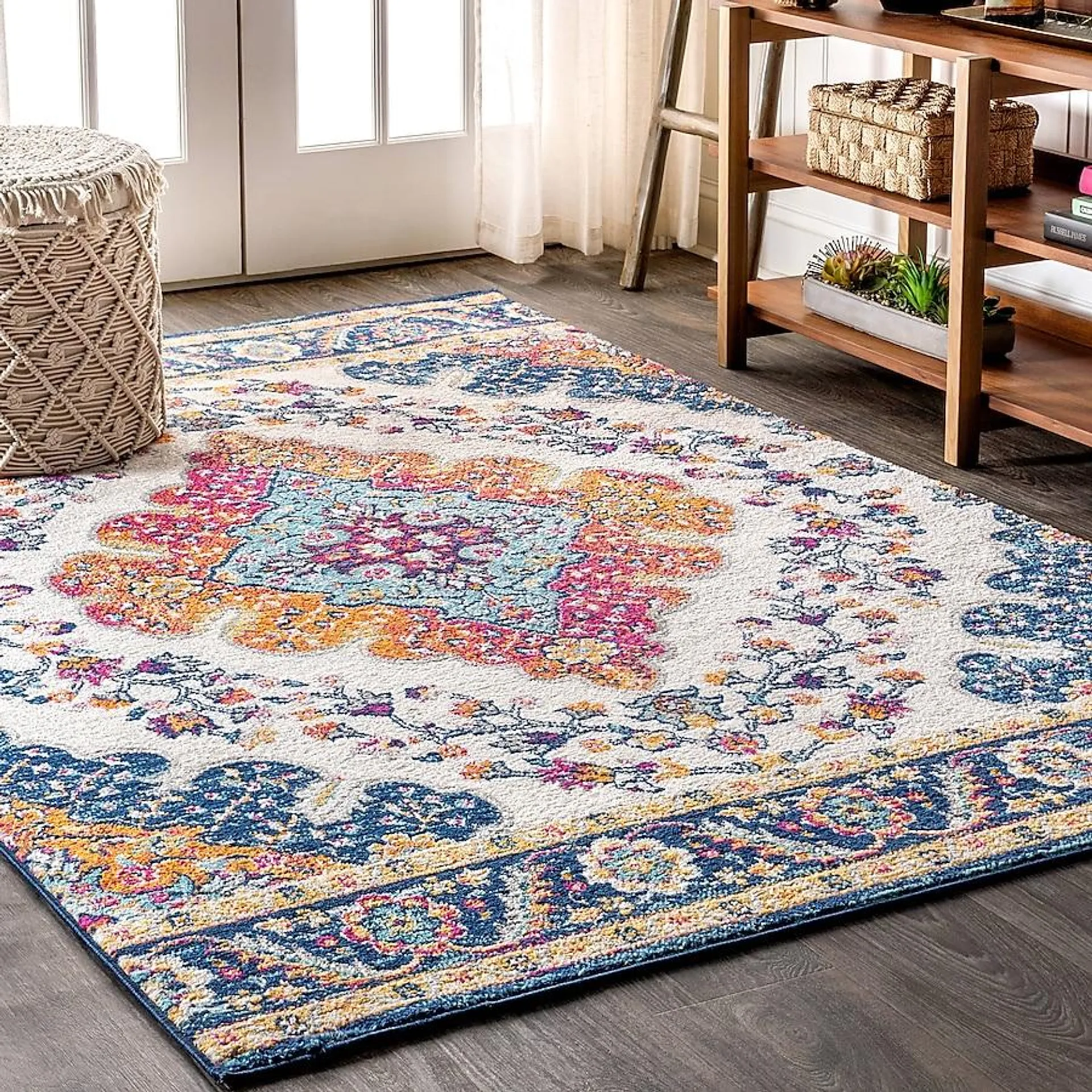 JONATHAN Y Bohemian FLAIR 8 X 10 Blue Indoor Medallion Vintage Area Rug