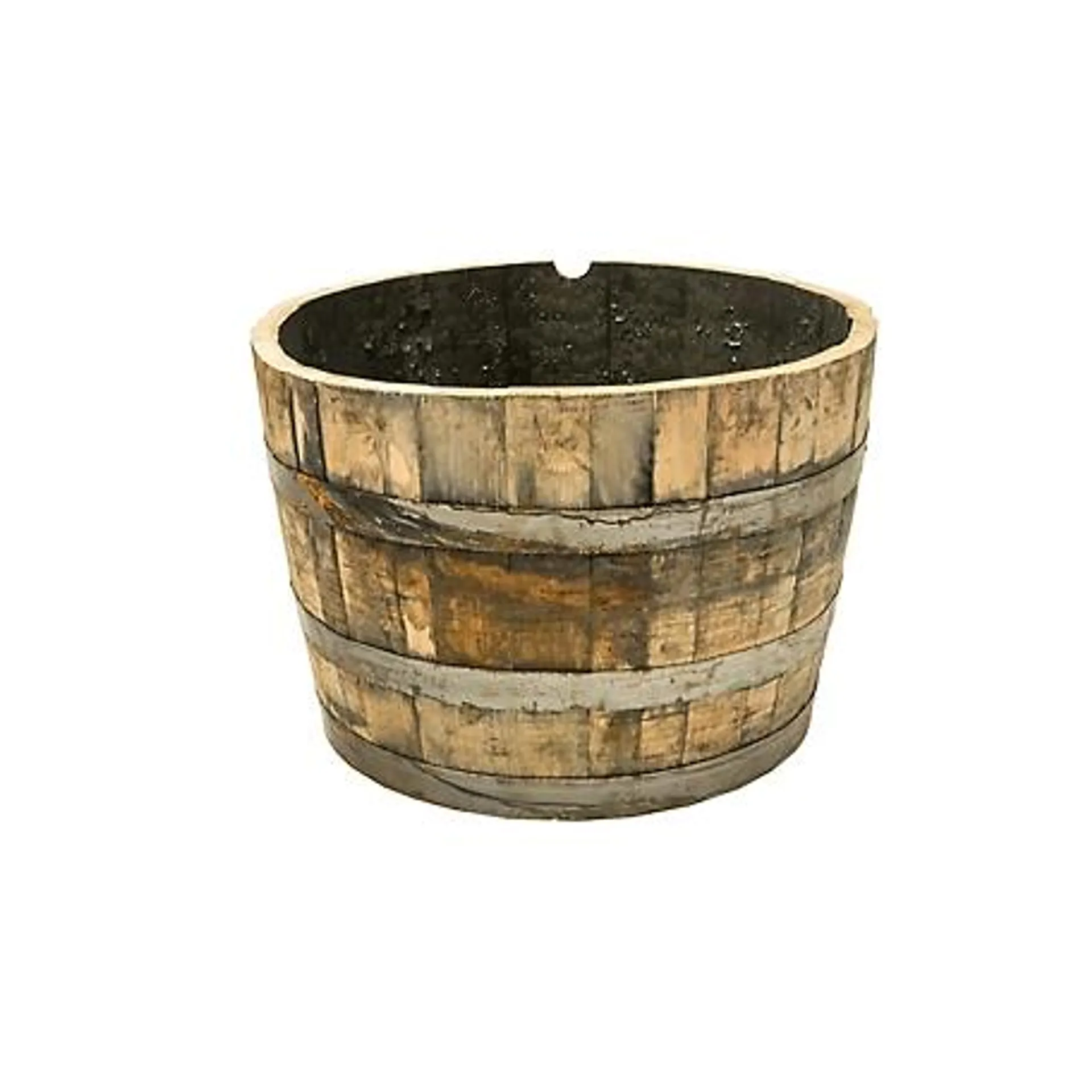 Real Wood Products Half-Oak Jack Daniels Whiskey Barrel Planter