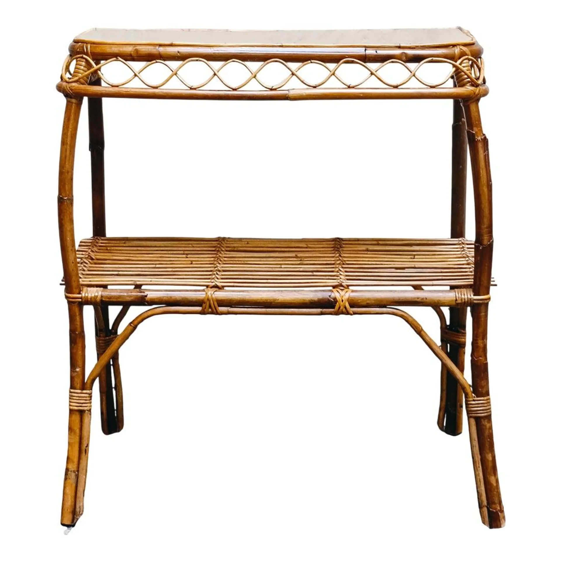 Bamboo and Rattan Console Table attributed to Franco Albini, Italy, 1930s