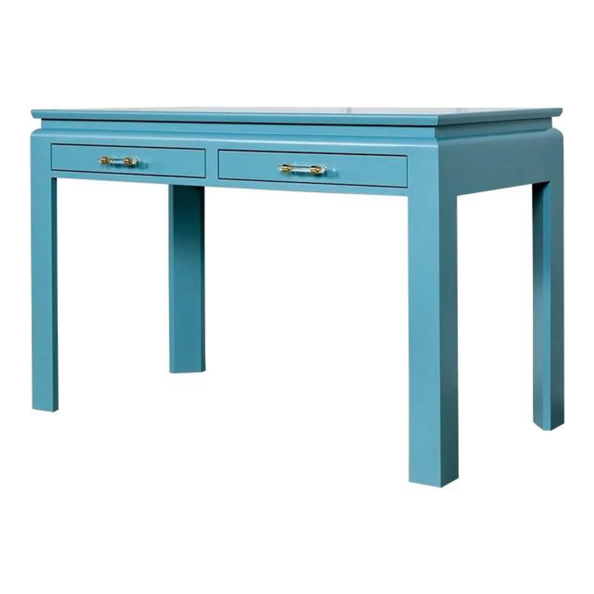 Modern Ming Writing Desk Custom Built and Lacquered Aegean Teal