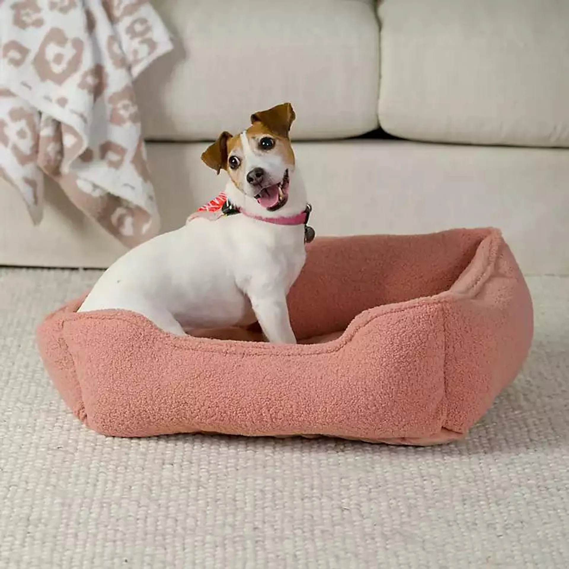 Blush Sherpa Teddy Cuddler Pet Bed