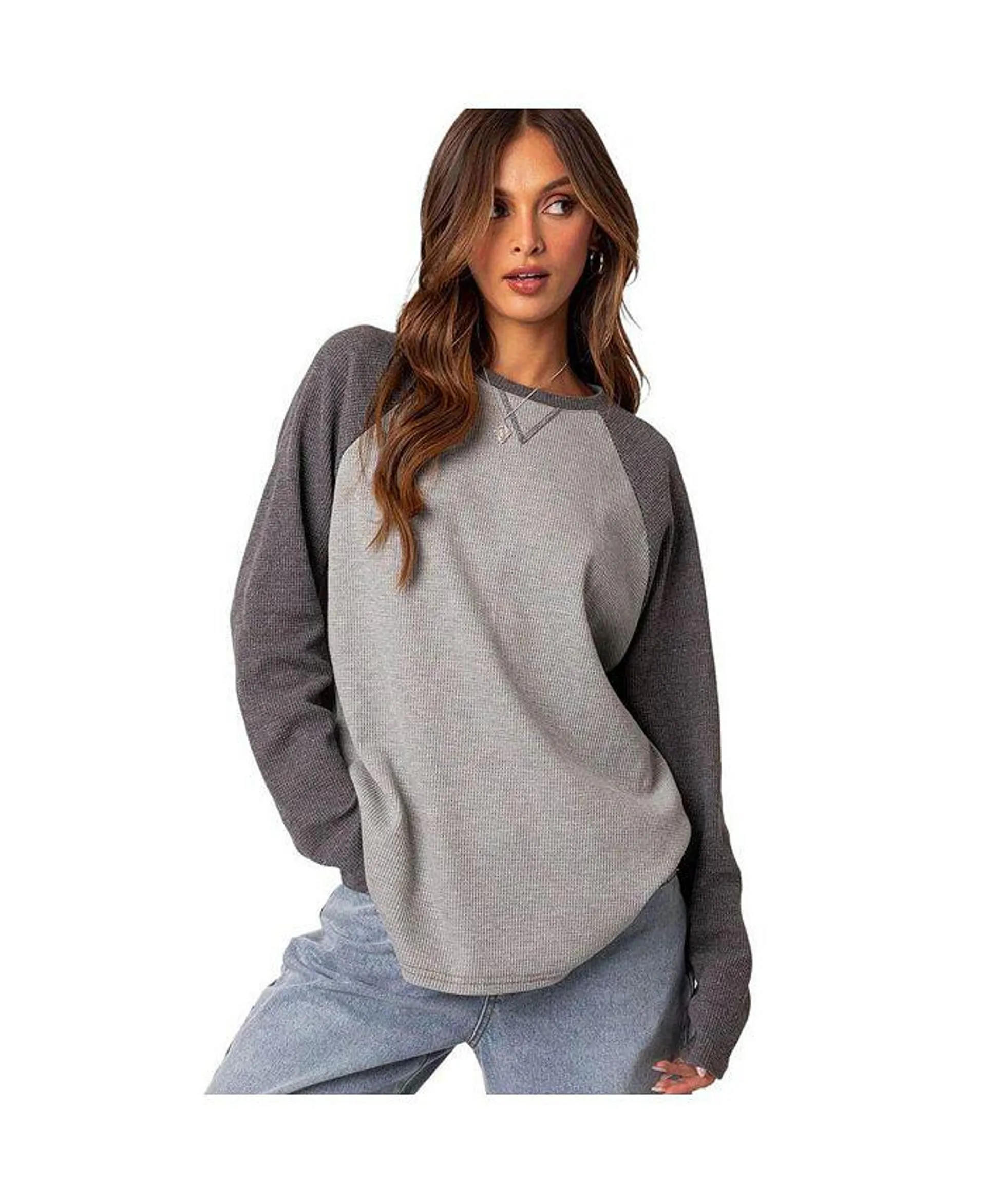 Women's Me Time oversized waffle top