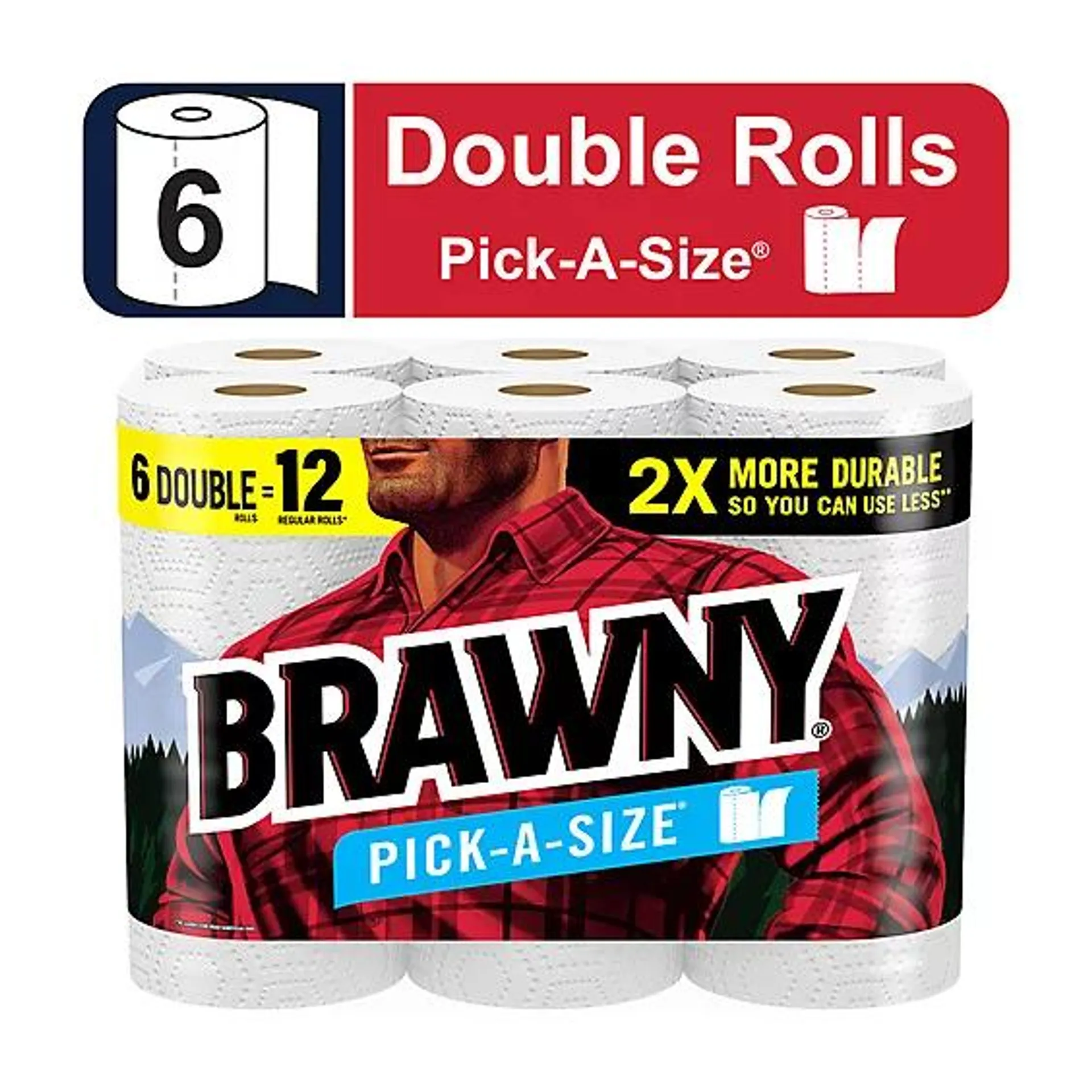 Brawny Pick-a-size Paper Towels Double Rolls - 6 Rolls