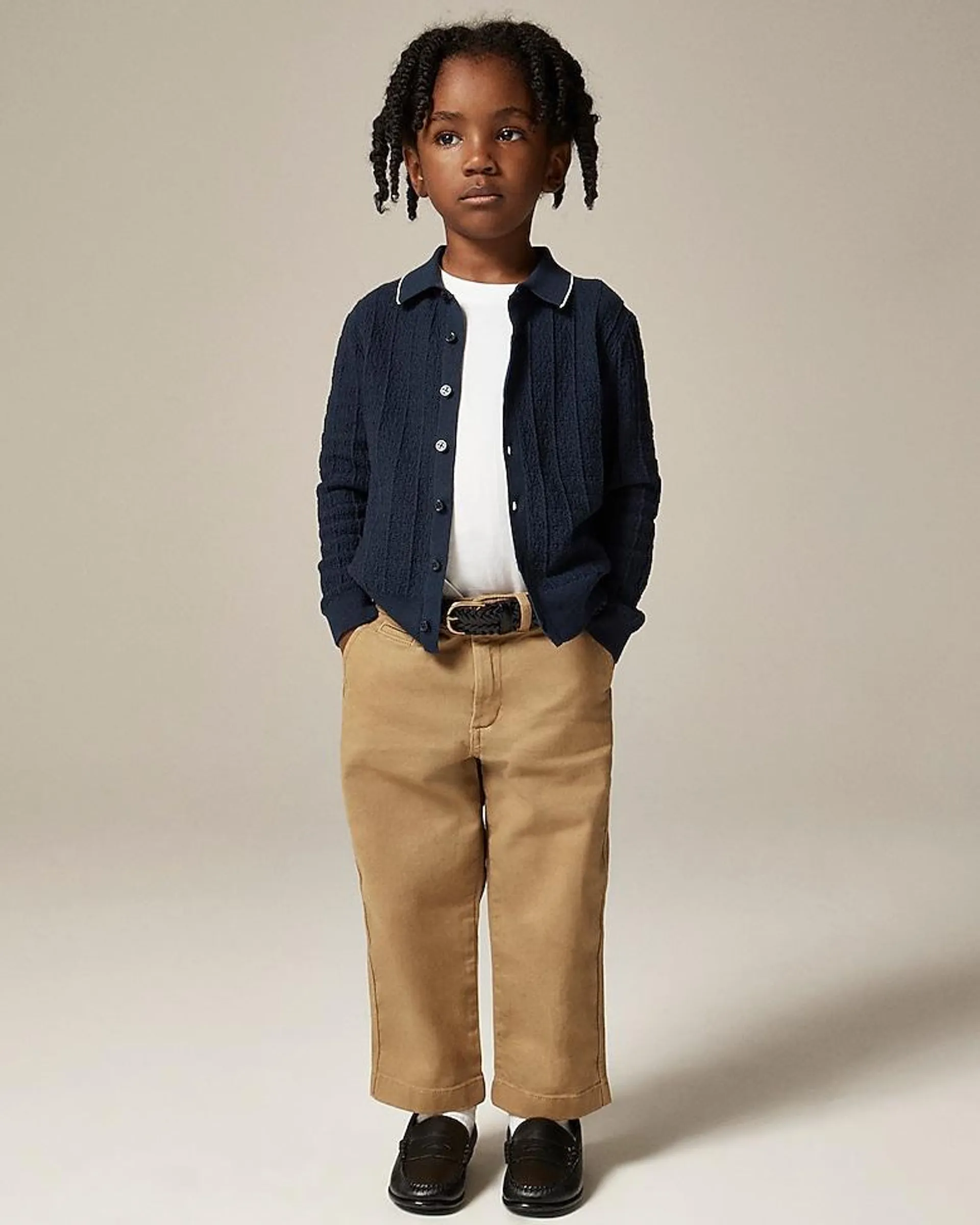 Kids' tipped cotton cardigan sweater-polo