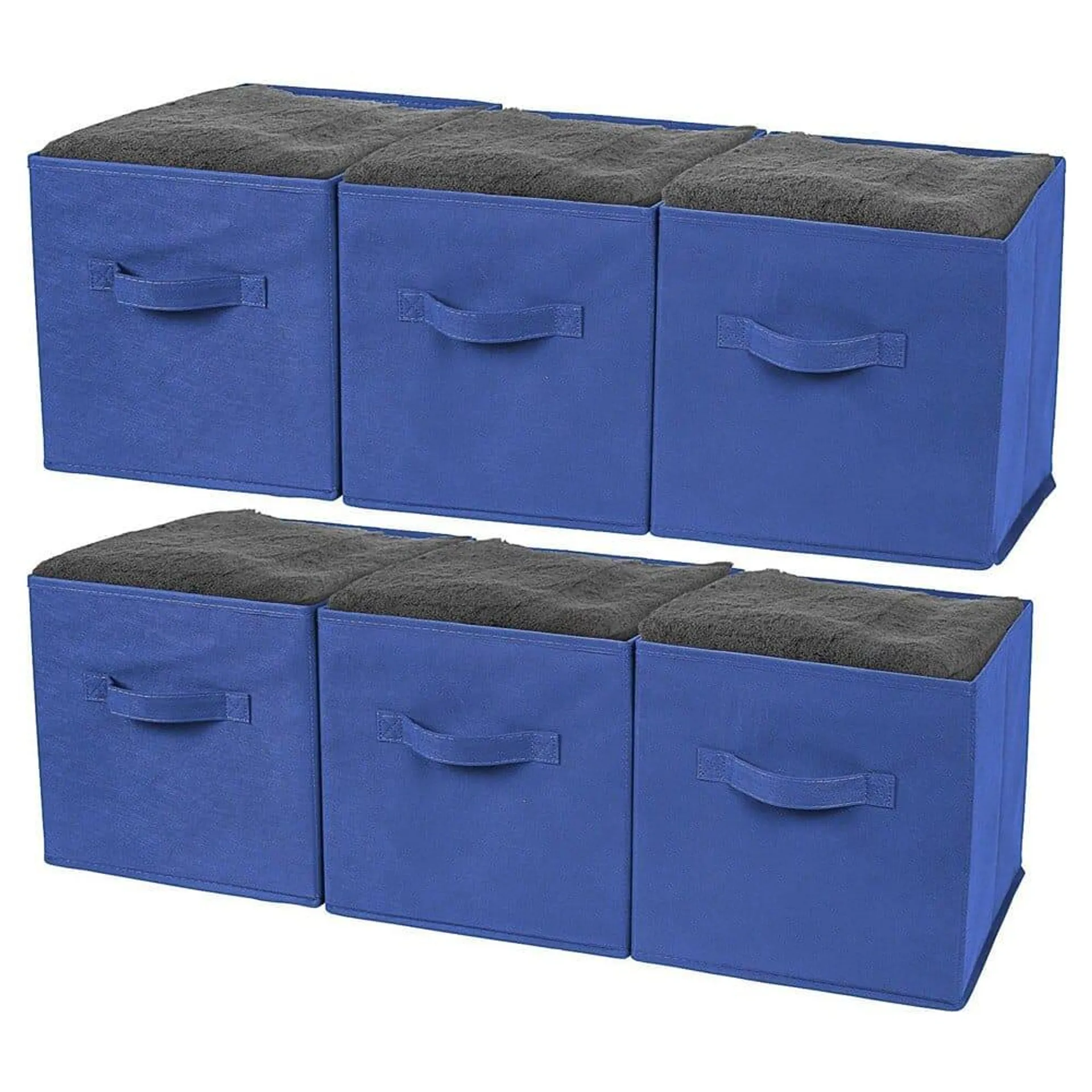 Greenco Foldable Storage Cubes, Set of 6, Royal Blue