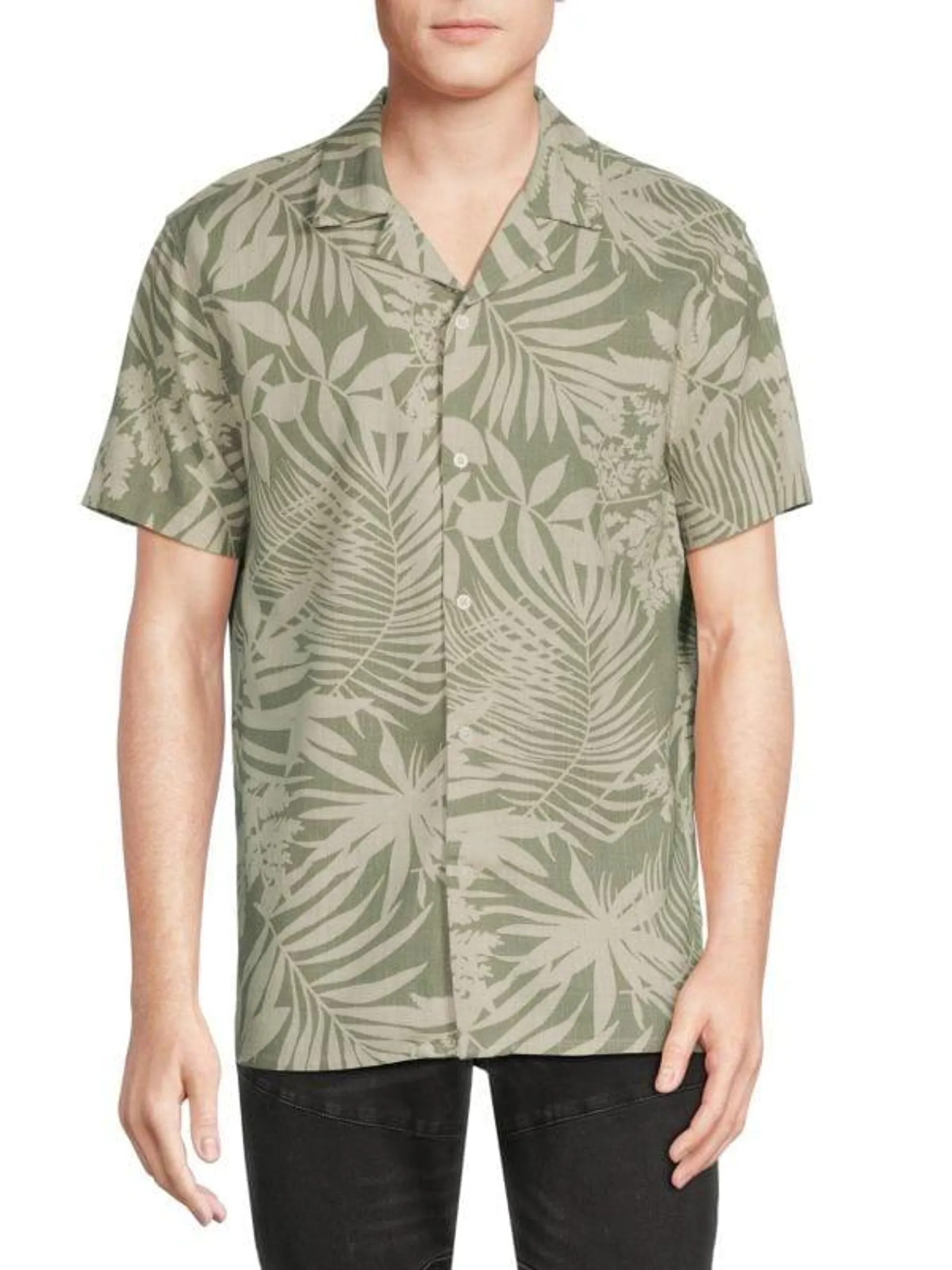 Tropical Linen Blend Camp Shirt