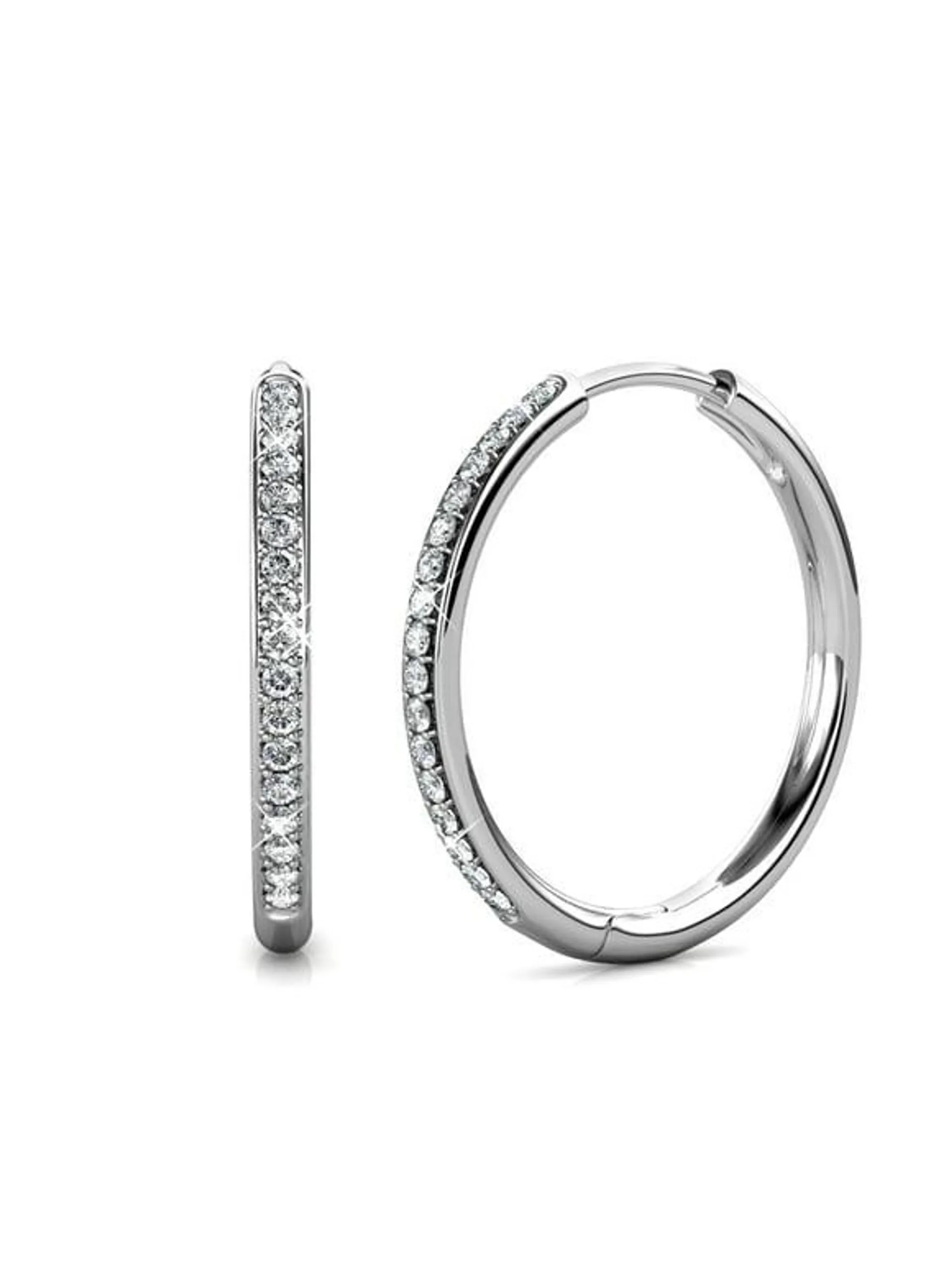 Cate & Chloe Bianca 18k White Gold Plated Silver Hoop Earrings | Women's Crystal Earrings | Jewelry Gift for Her