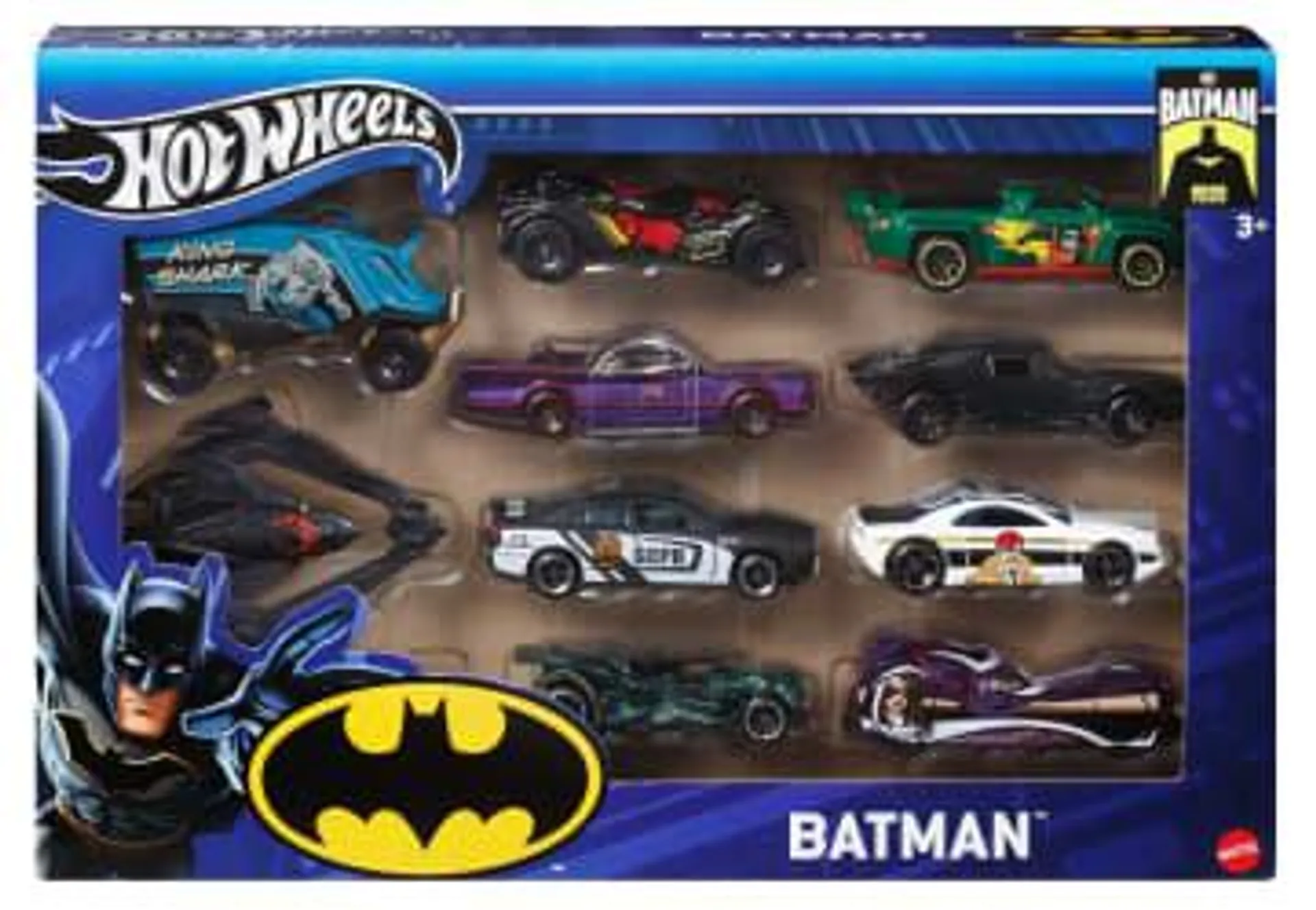 Hot Wheels 1:64 Scale Batman-Themed Toy Vehicles, Set Of 10