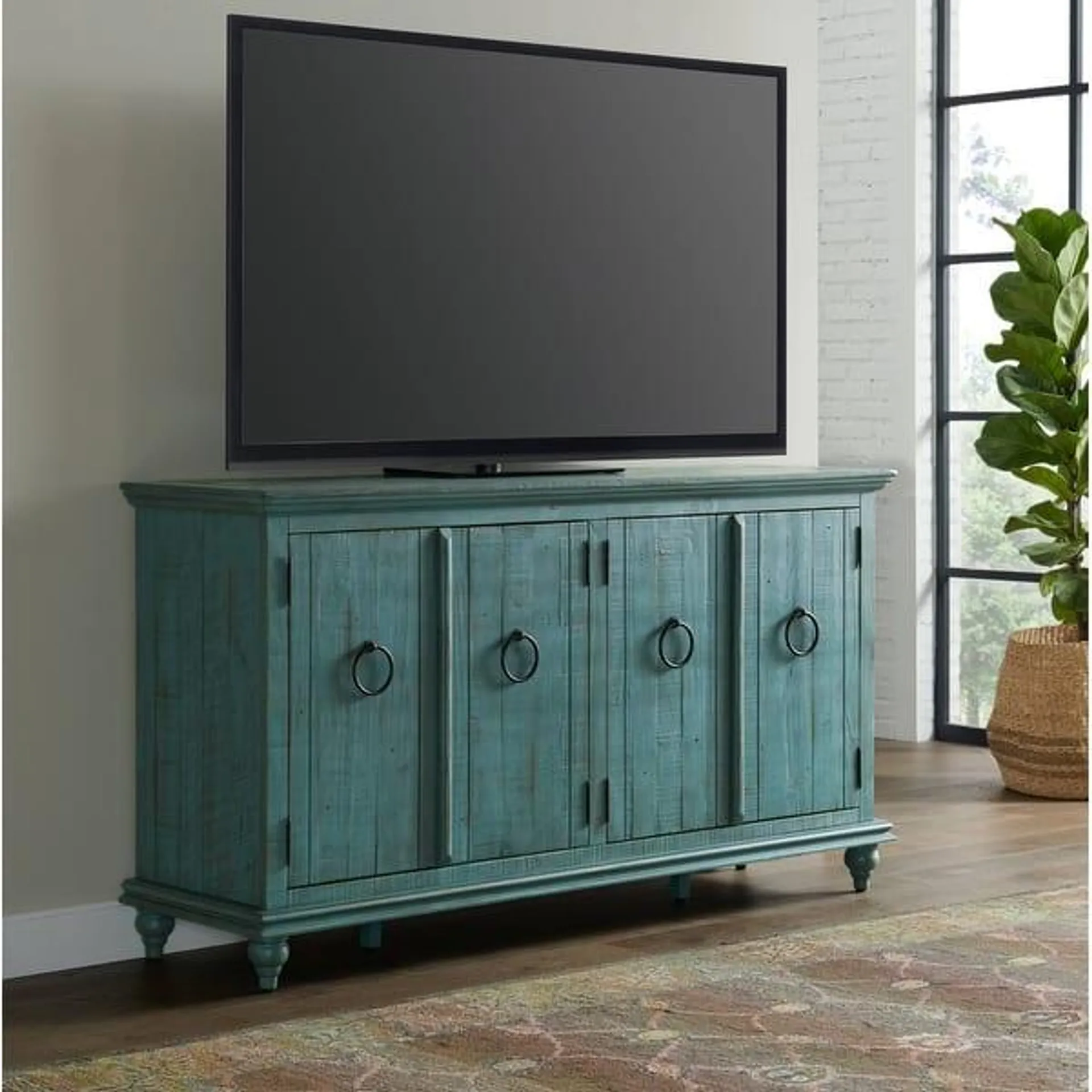 Garden District Solid Wood 65" TV Stand Console