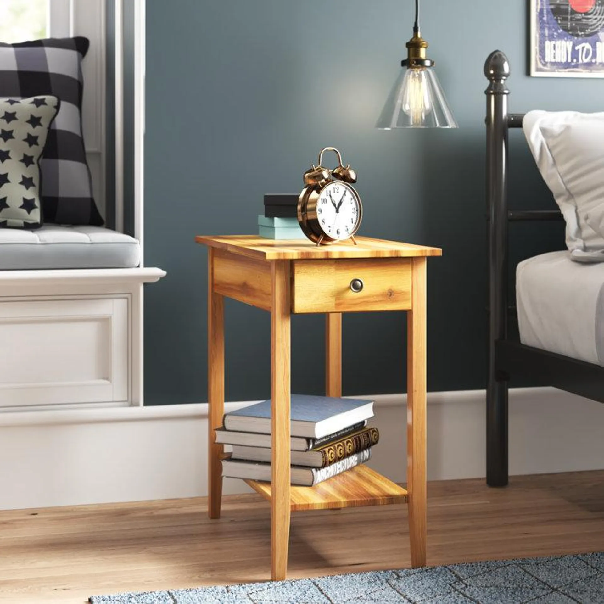 Aiydan Solid Wood End Table with Storage