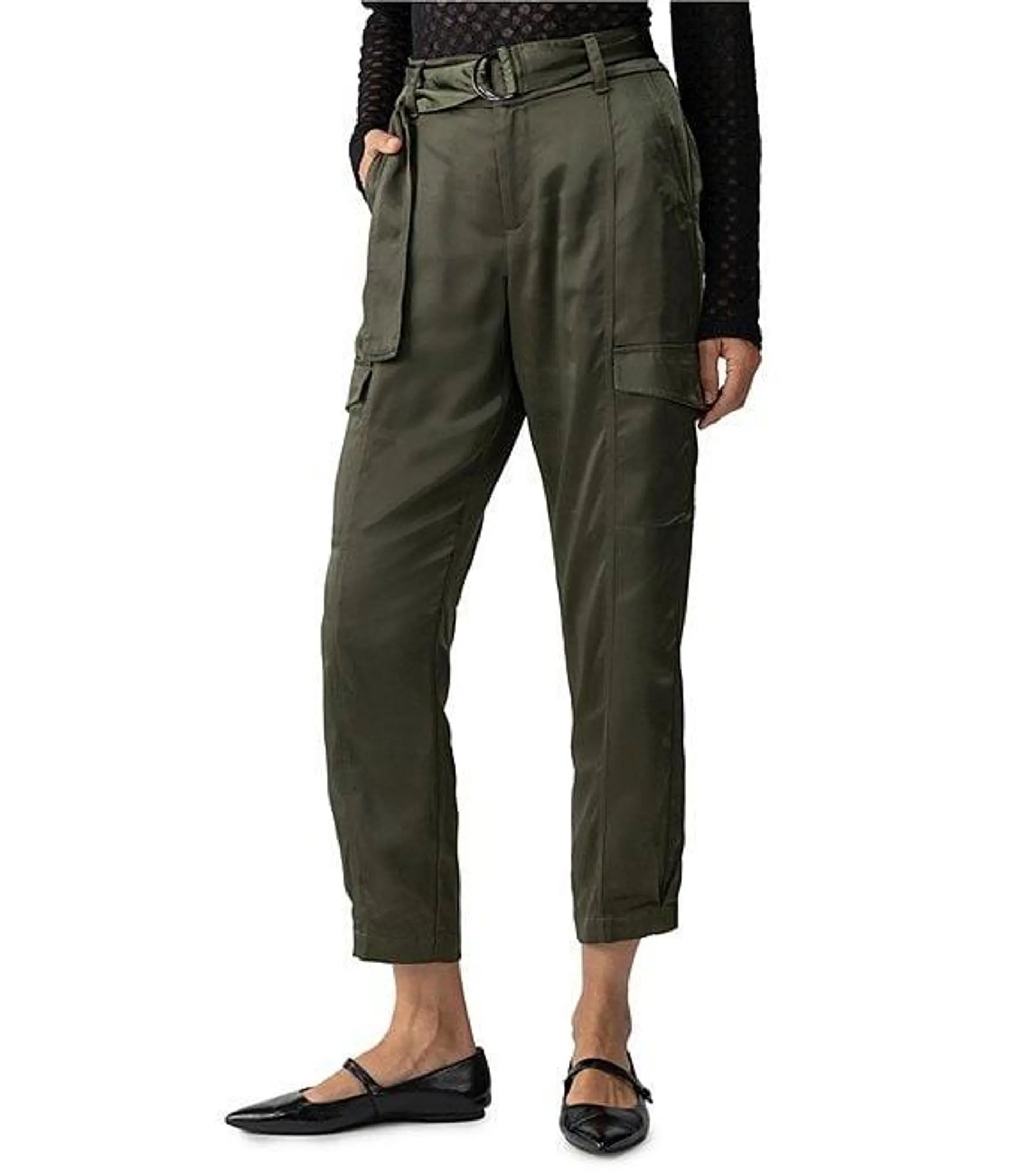 Classy Cargo Matte Satin Mid Rise Cropped Pants