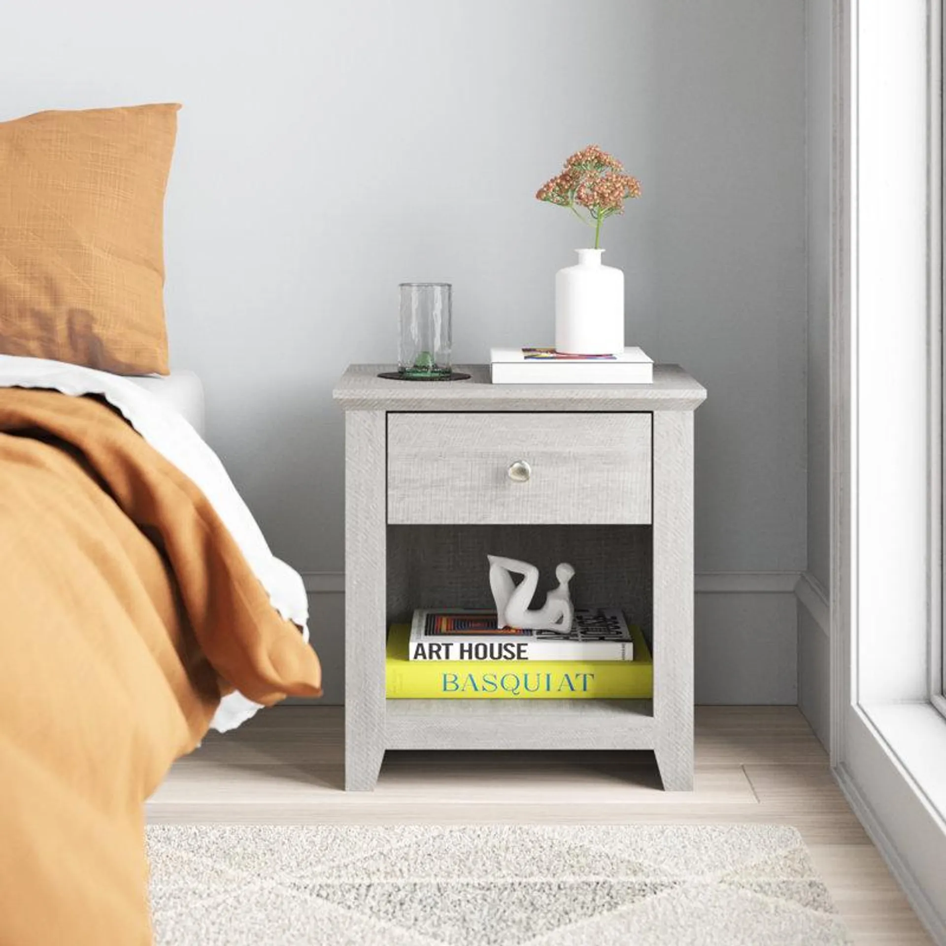 Tevrat 20.8" 1 Drawer Nightstand