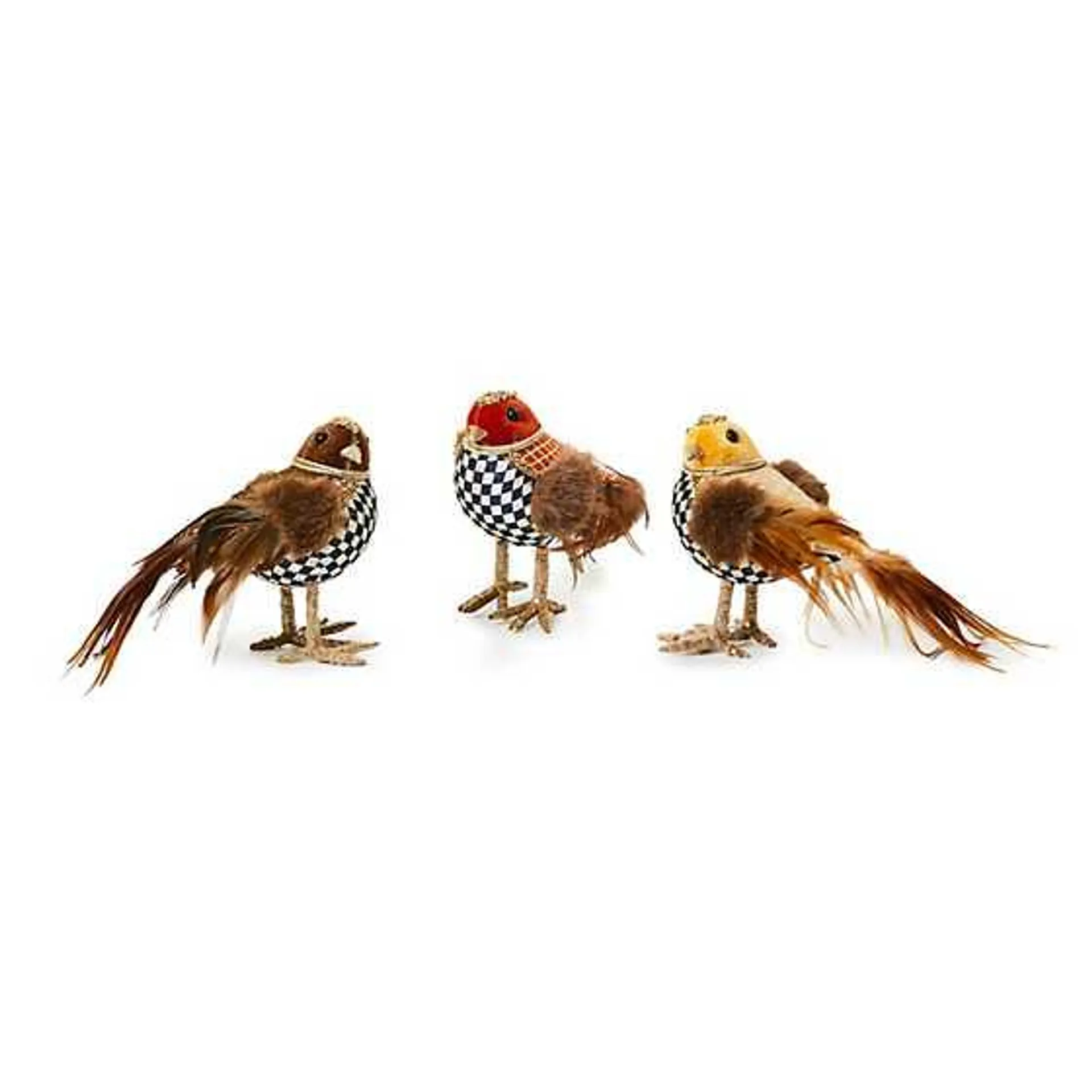 Autumnology Velvet Check Birds, Set of 3