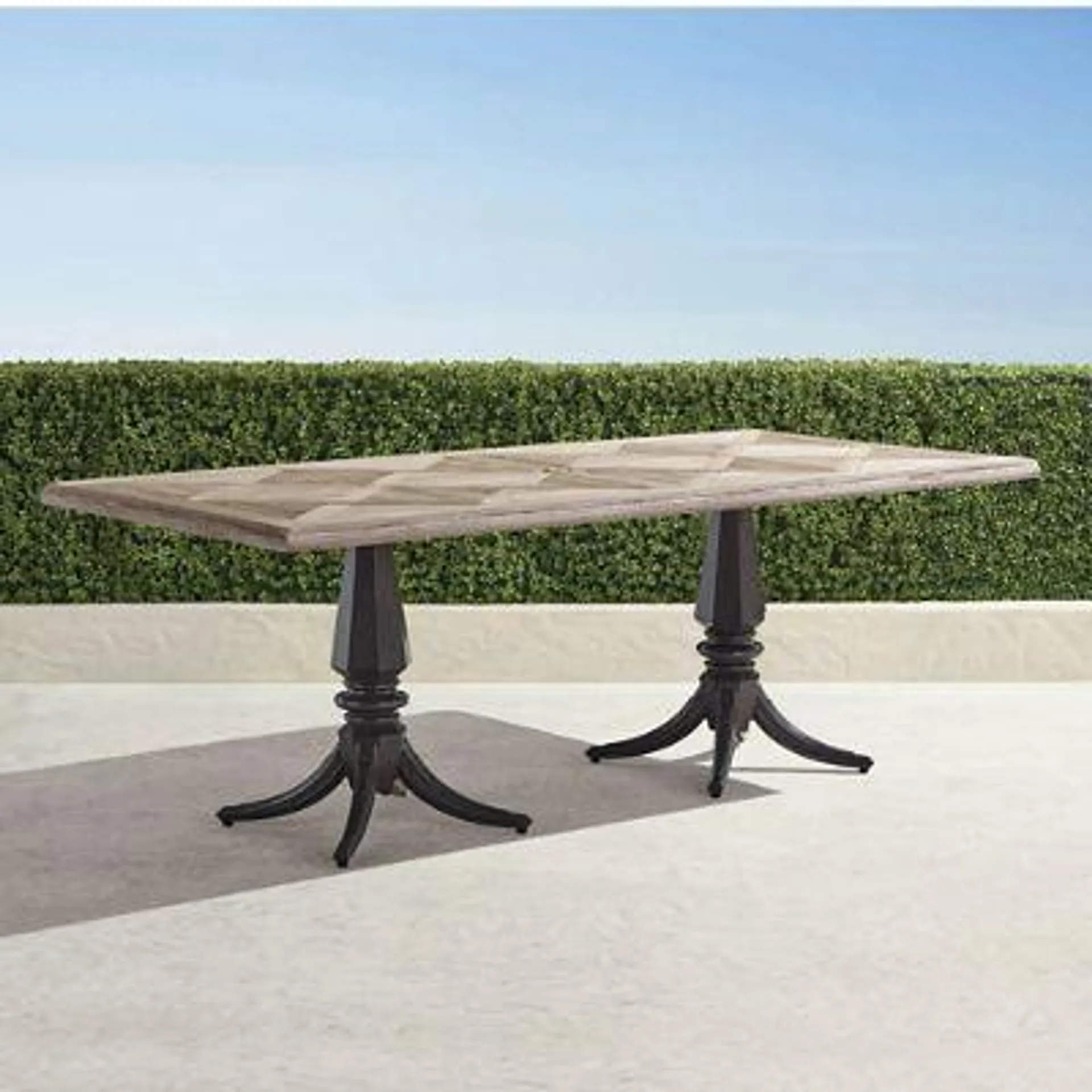 Avery Teak Top Dining Table in Slate Aluminum