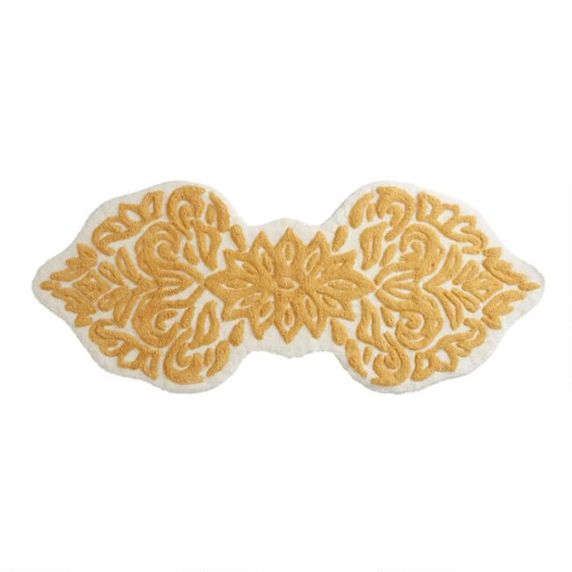 Oversized Mustard And White Floral Aura Bath Mat